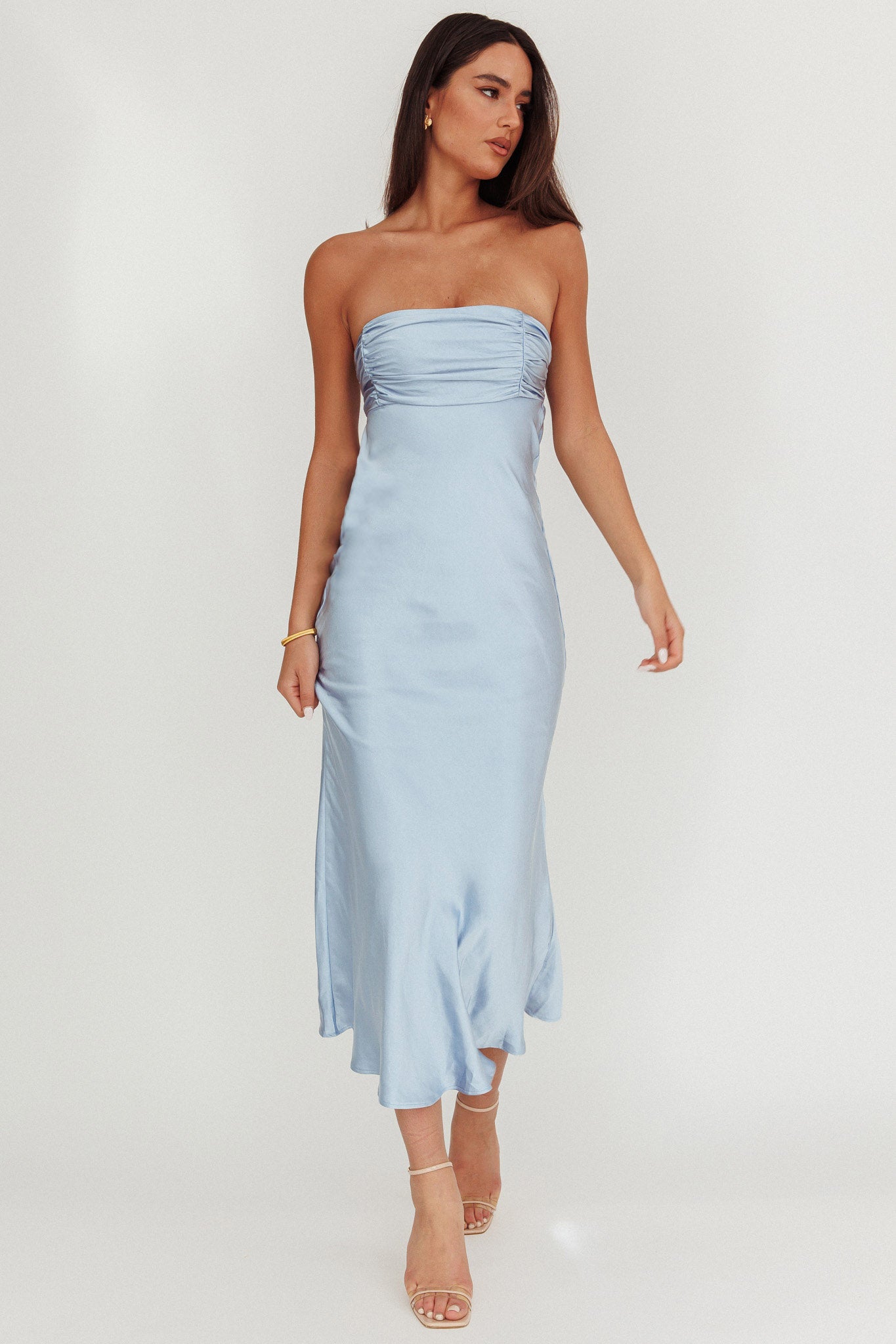 Moon Song Strapless Laced Back Dress Midnight Blue-Maymioy