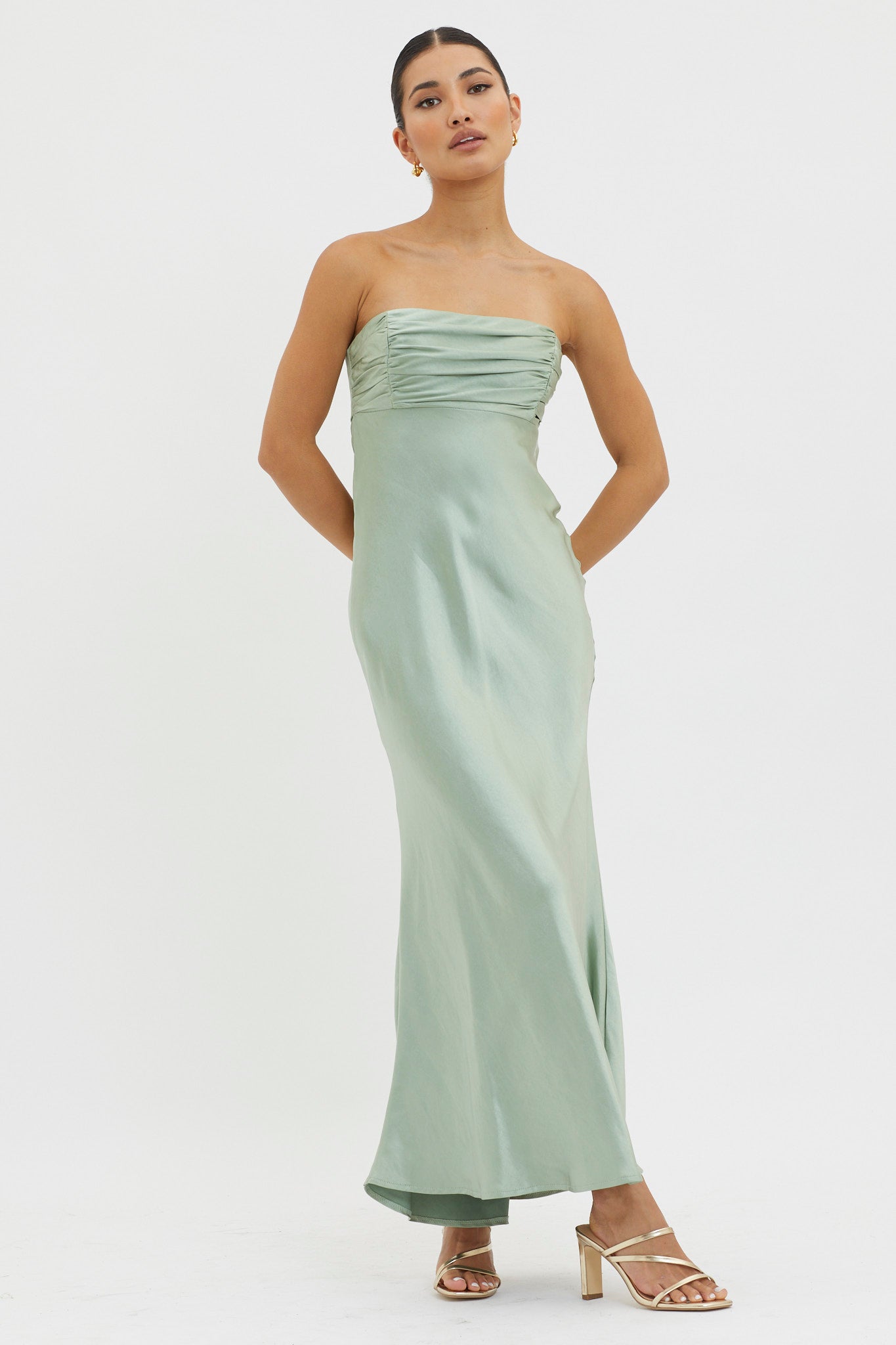 Moon Song Strapless Laced Back Dress Matcha-Maymioy