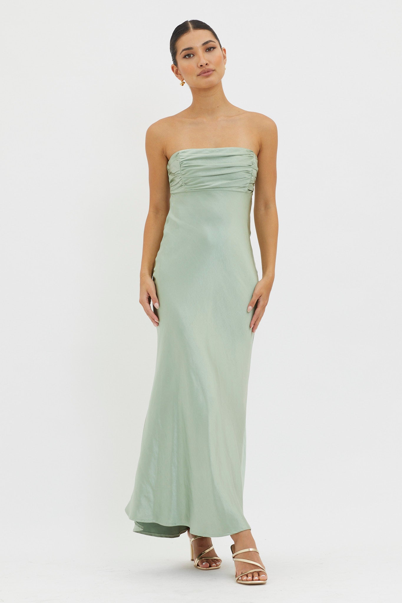 Moon Song Strapless Laced Back Dress Matcha-Maymioy