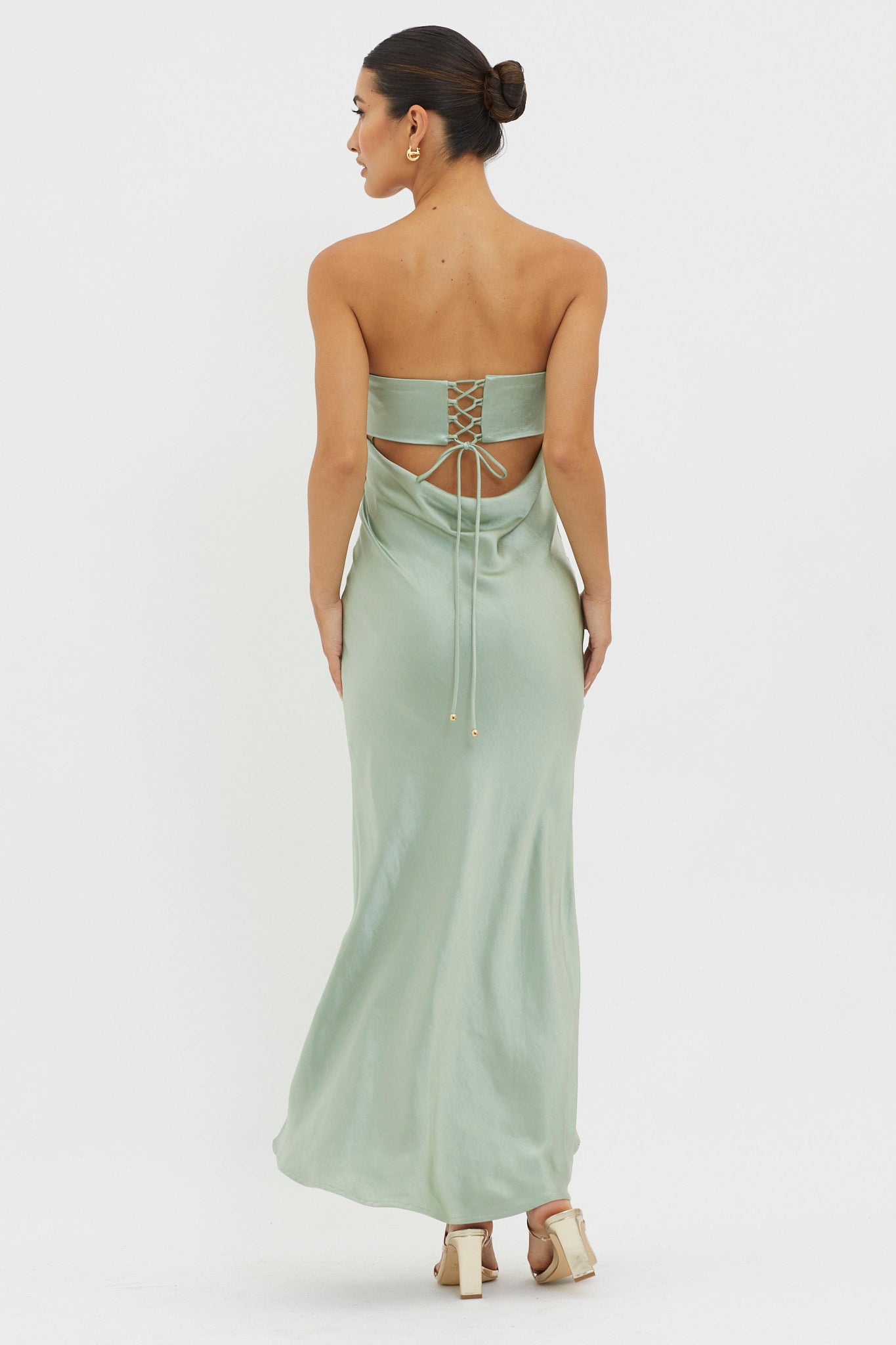Moon Song Strapless Laced Back Dress Matcha-Maymioy