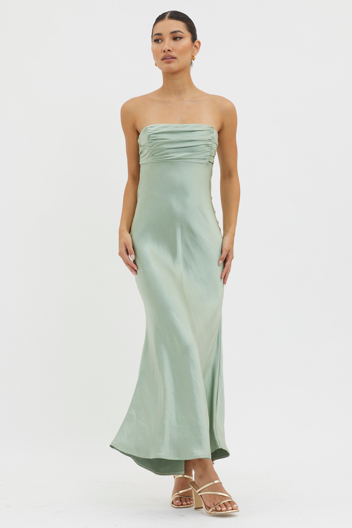 Moon Song Strapless Laced Back Dress Matcha-Maymioy