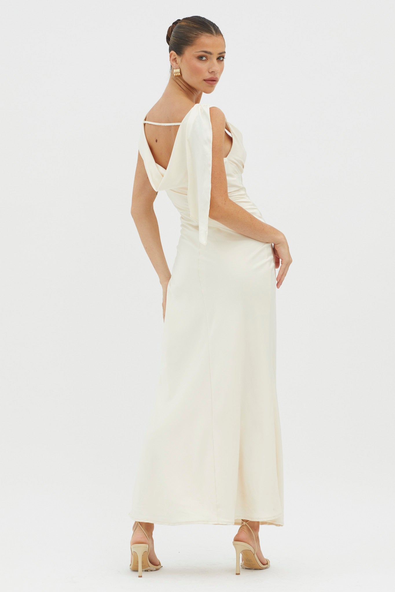 It's A Date Cowl Neck Maxi Dress Pearl-Maymioy