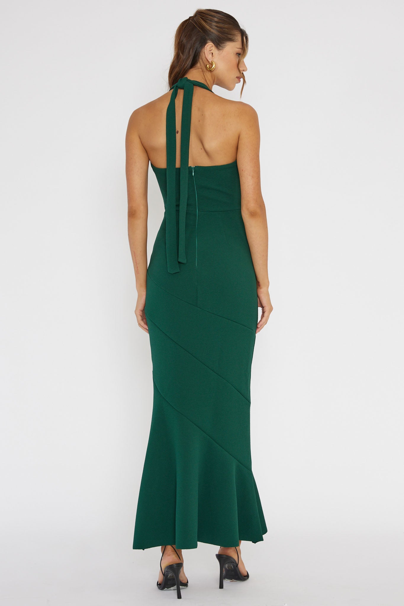 Fire Of Stars Halterneck Midi Dress Forest Green-Maymioy
