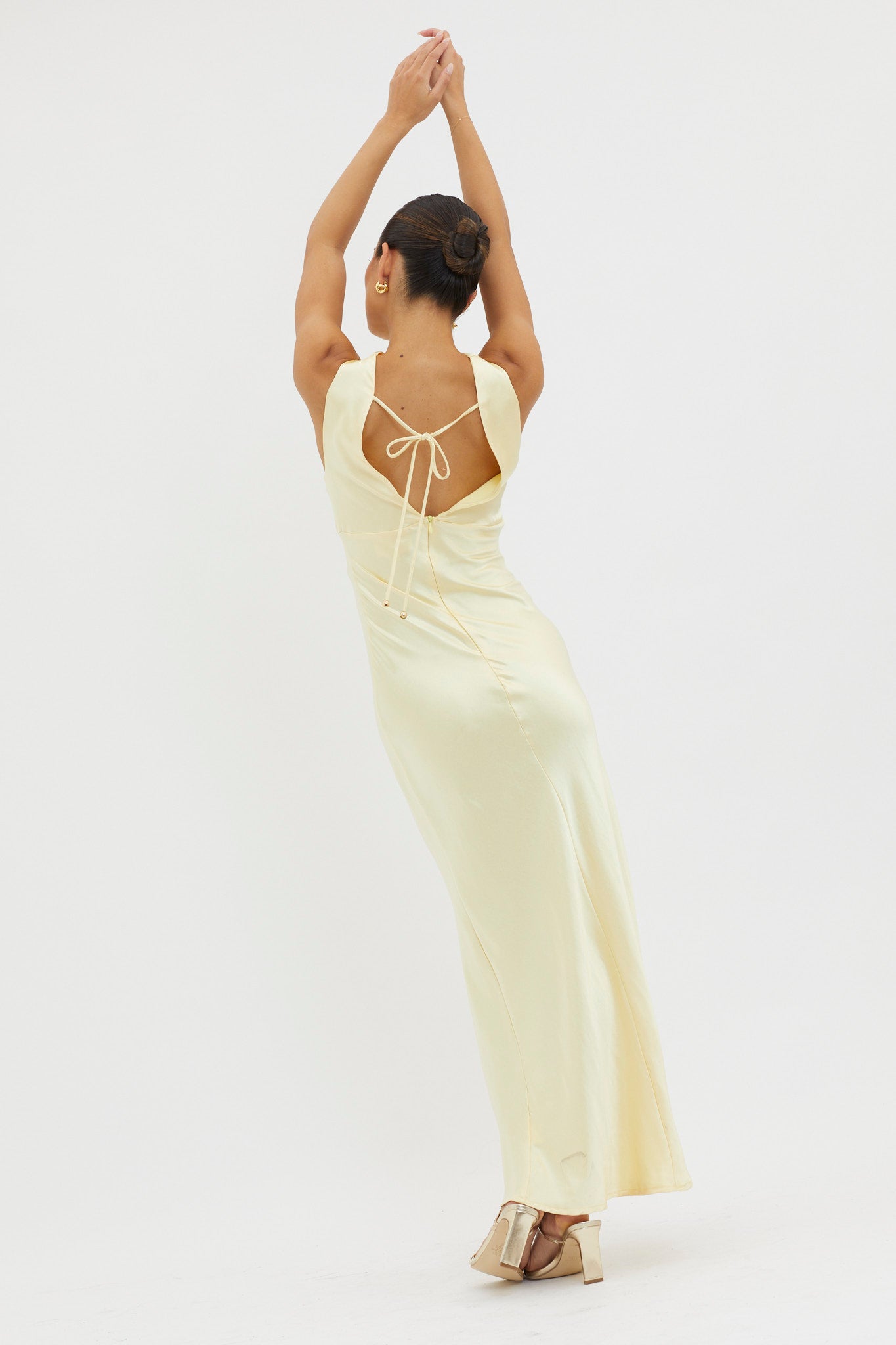 Maridon Cowl Neck Ruffle Dress Butter-Maymioy