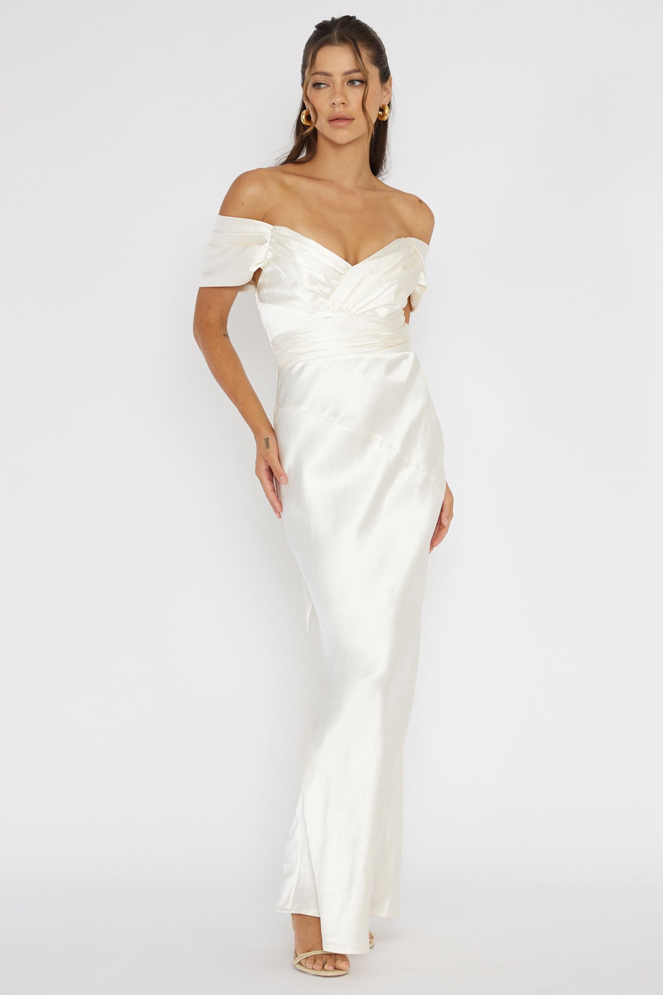 Katrina Off Shoulder Maxi Dress Butter-Maymioy