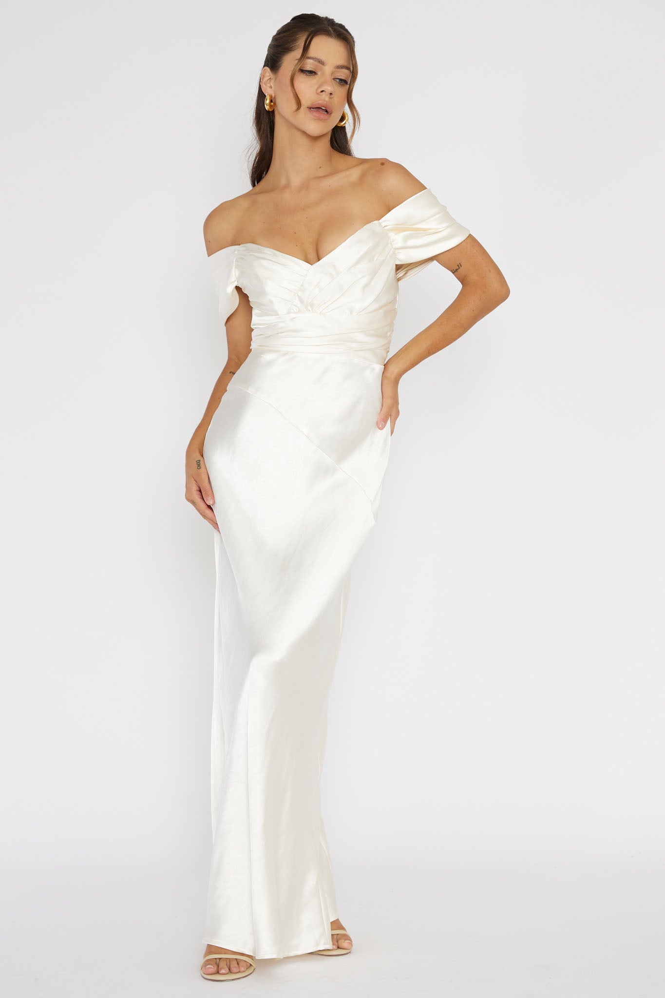 Katrina Off Shoulder Maxi Dress Butter-Maymioy