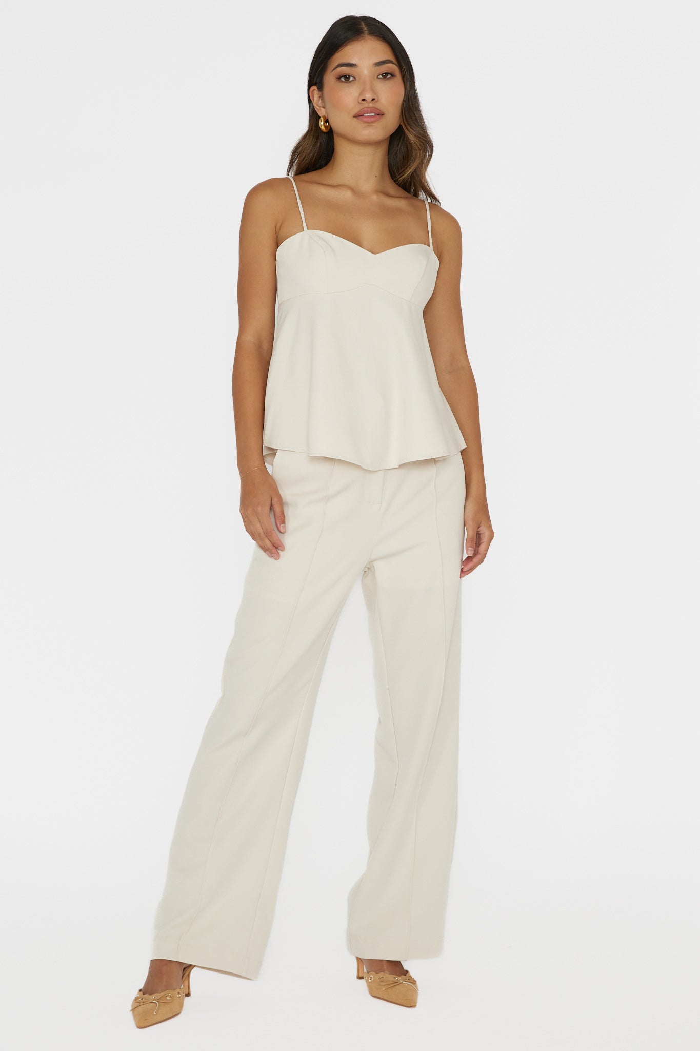 Mistie Pintuck Pants Bone-Maymioy