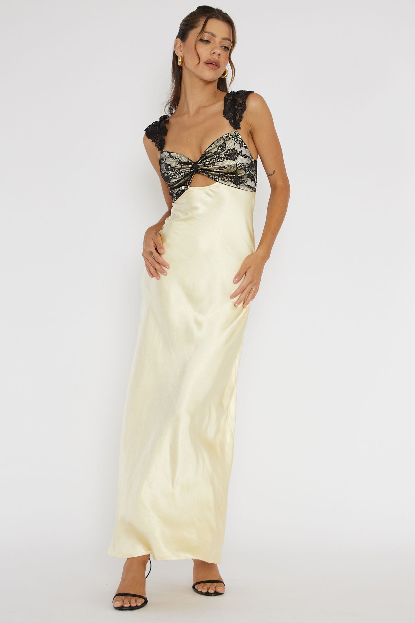 Claribel Lace Bust Maxi Dress Lemon-Maymioy