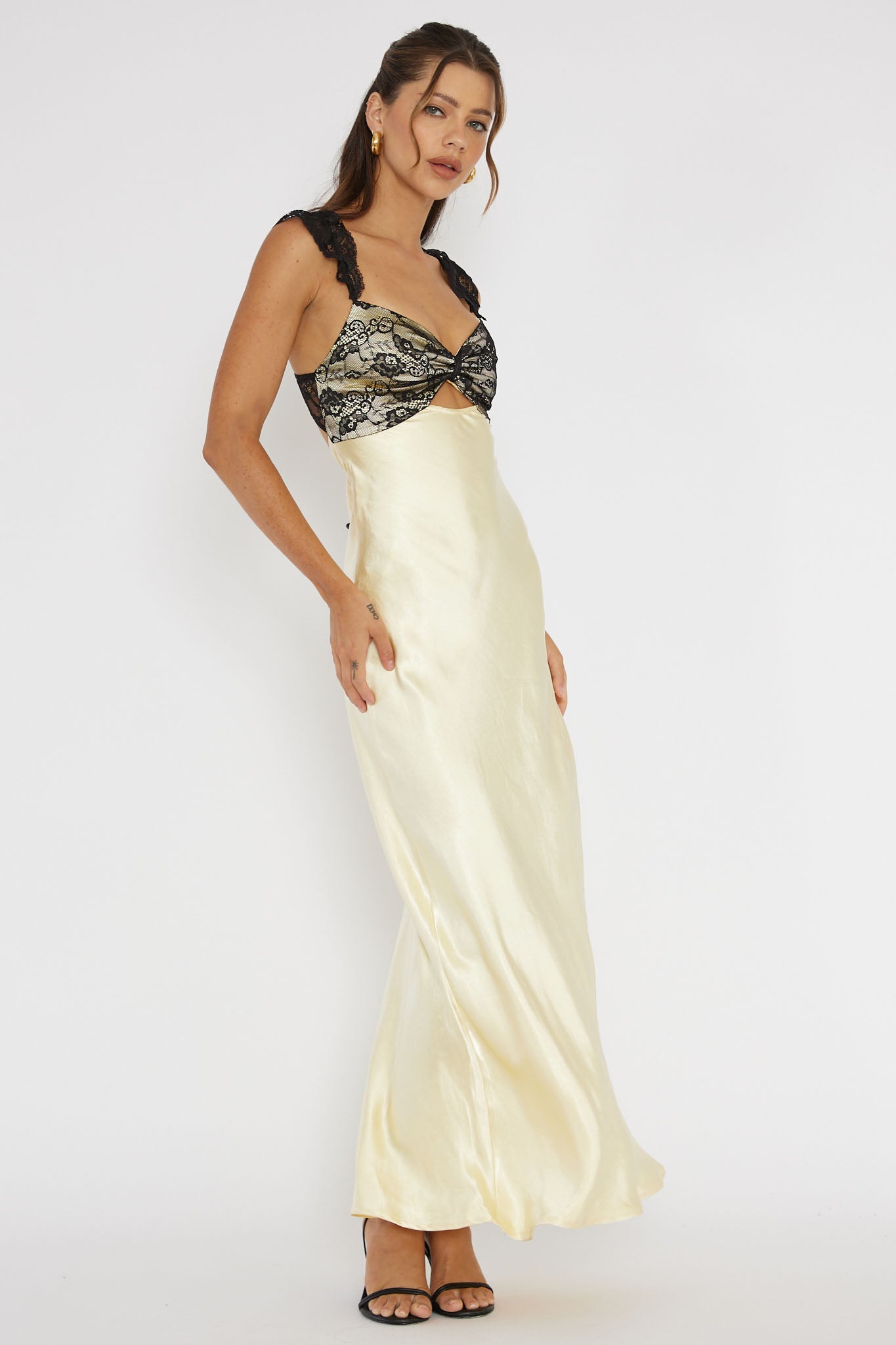 Claribel Lace Bust Maxi Dress Lemon-Maymioy