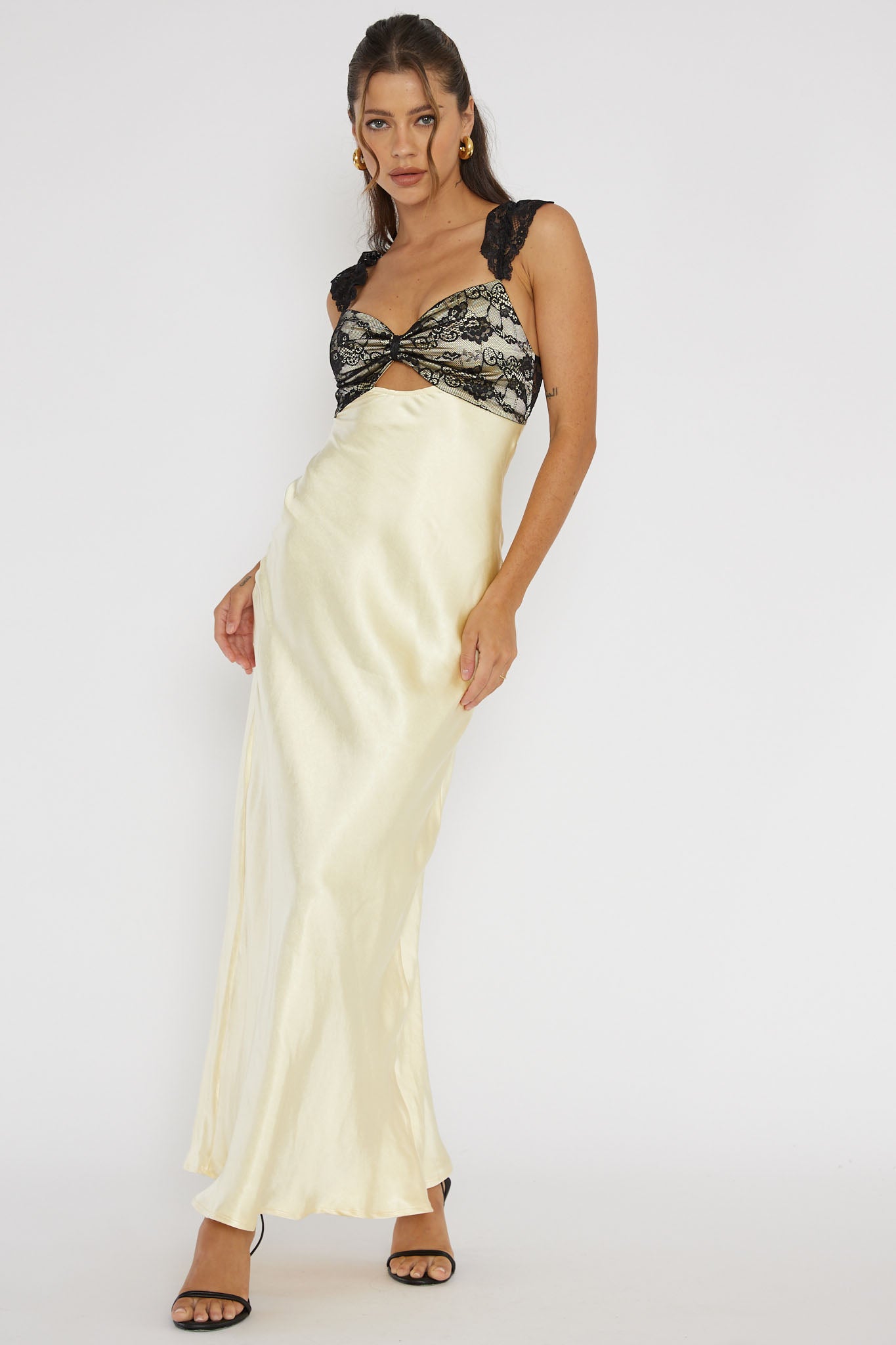 Claribel Lace Bust Maxi Dress Lemon-Maymioy