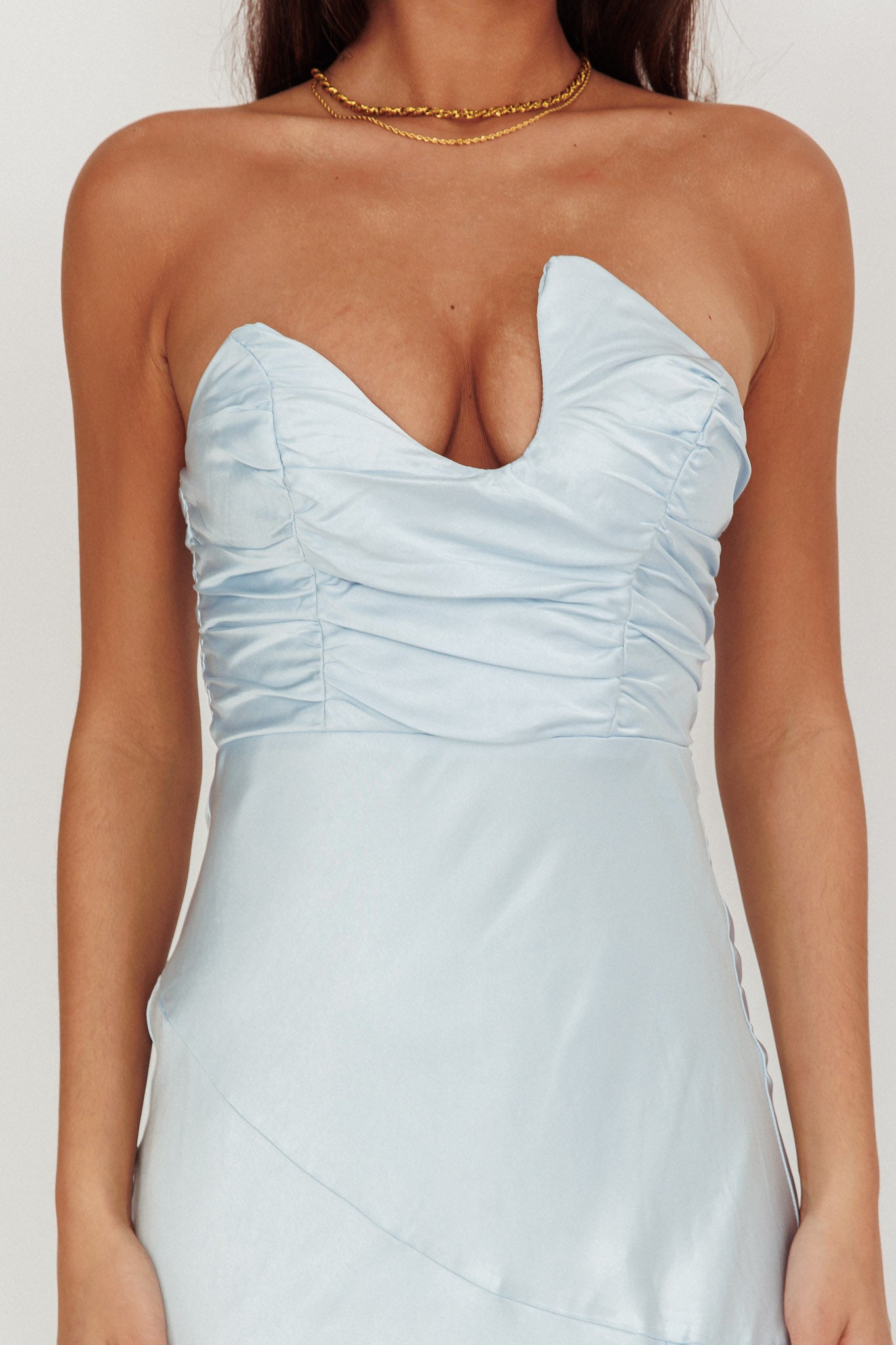 Blaise Asymmetric Neckline Maxi Dress Blue-Maymioy