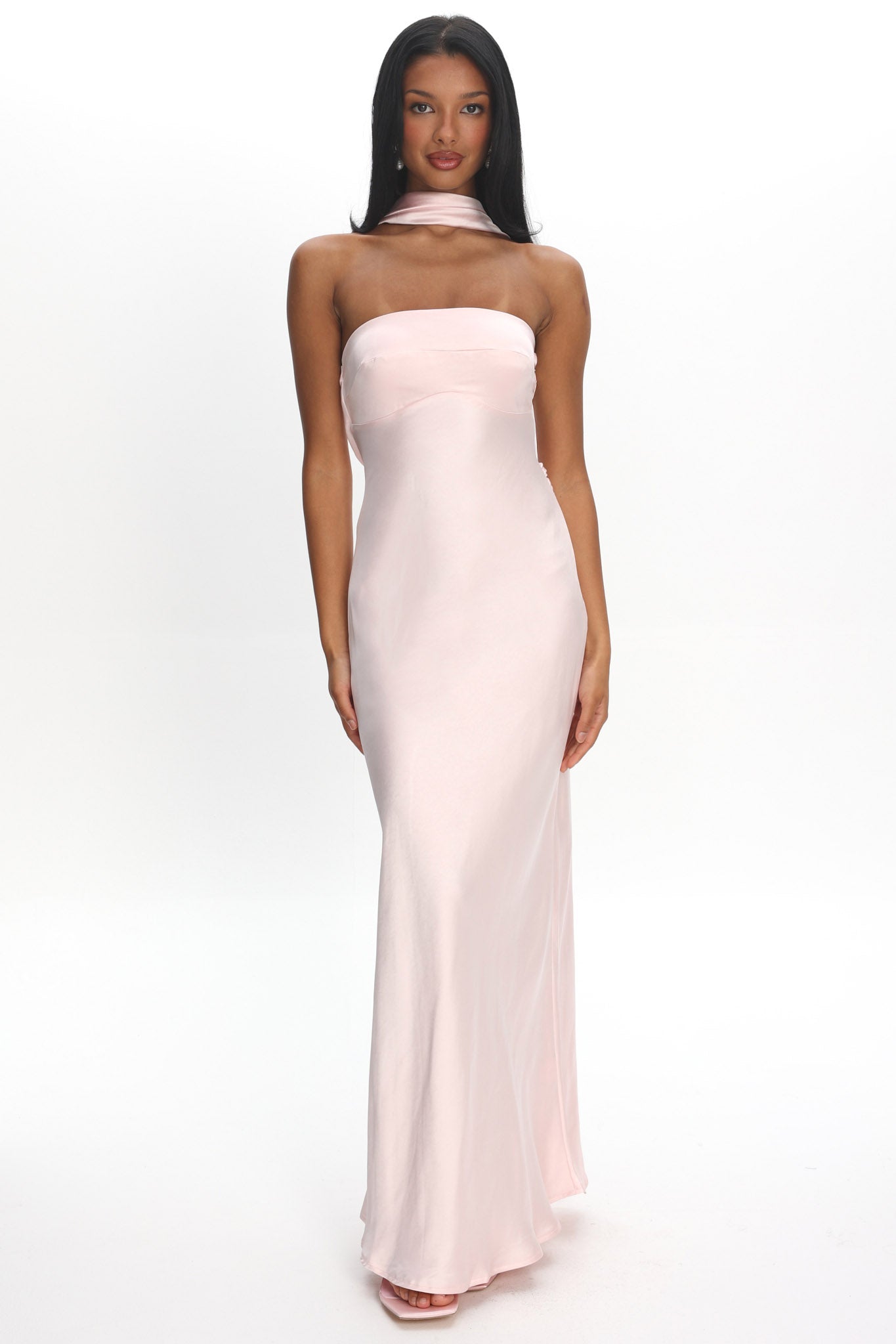 Damsel Reverse Halter Maxi Dress Blush-Maymioy