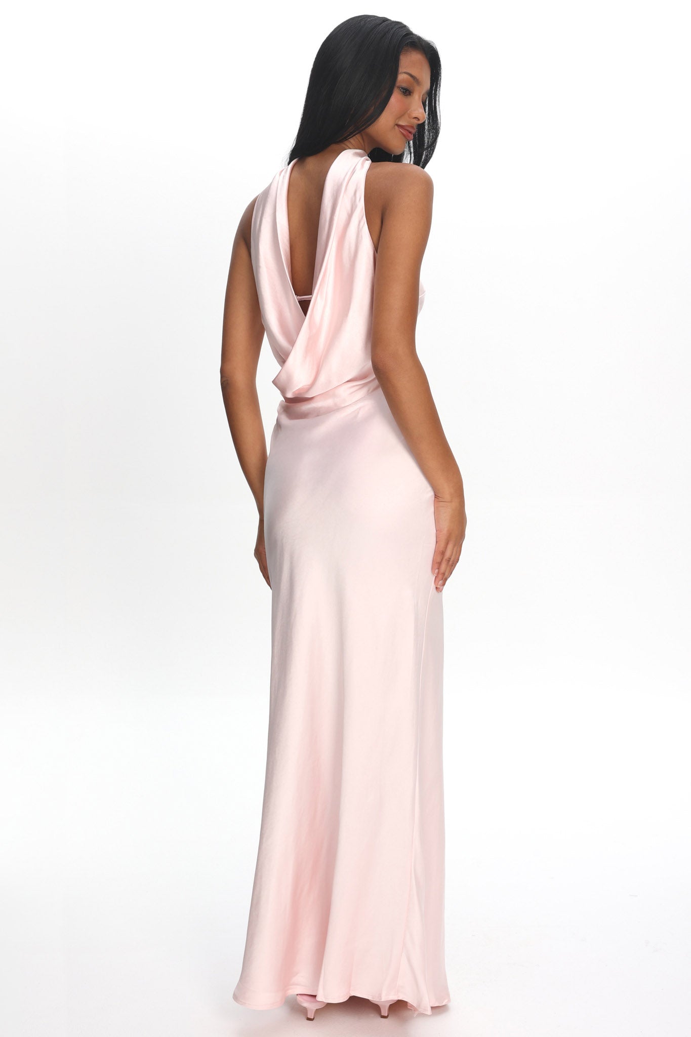 Damsel Reverse Halter Maxi Dress Blush-Maymioy