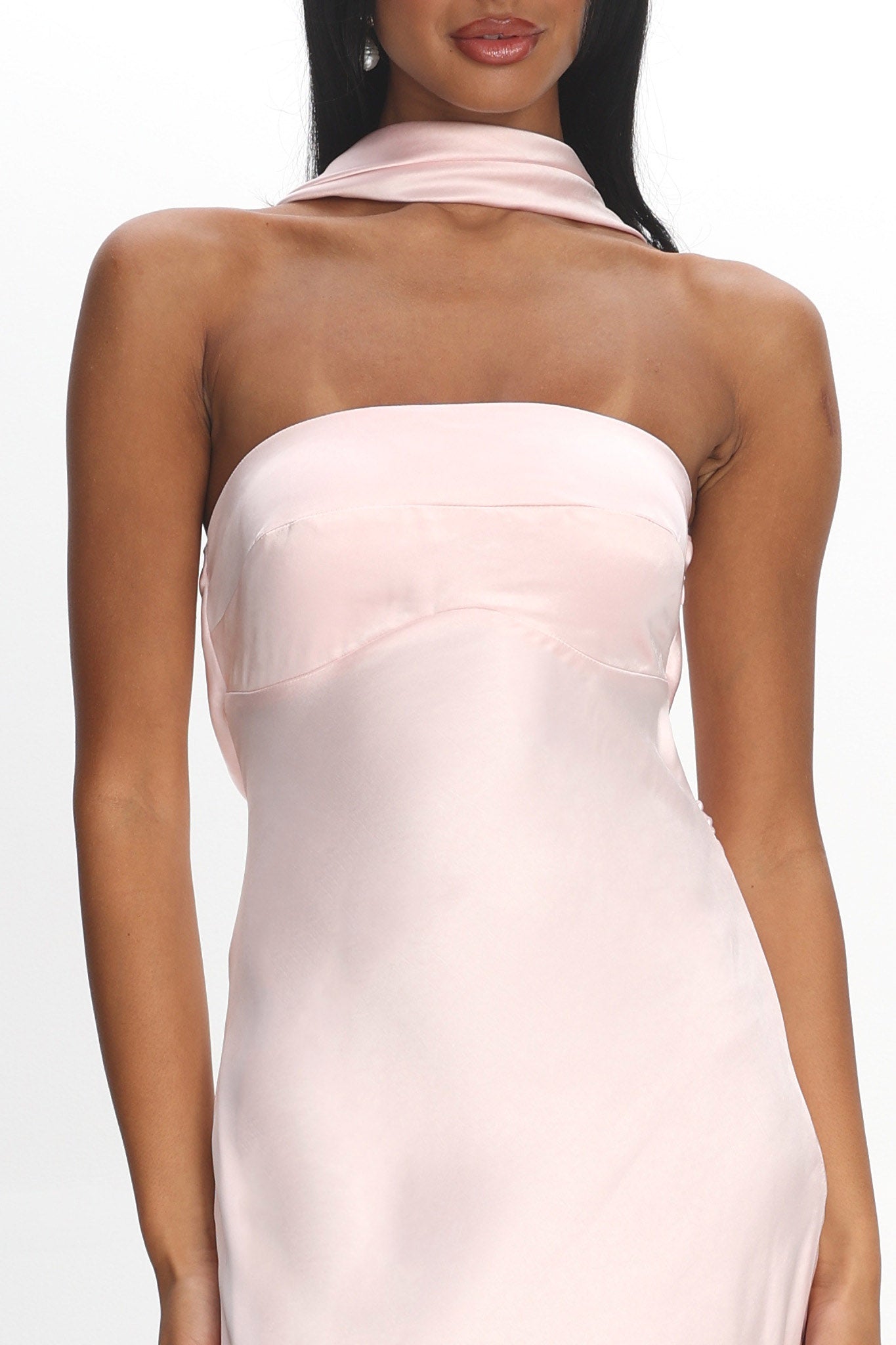 Damsel Reverse Halter Maxi Dress Blush-Maymioy