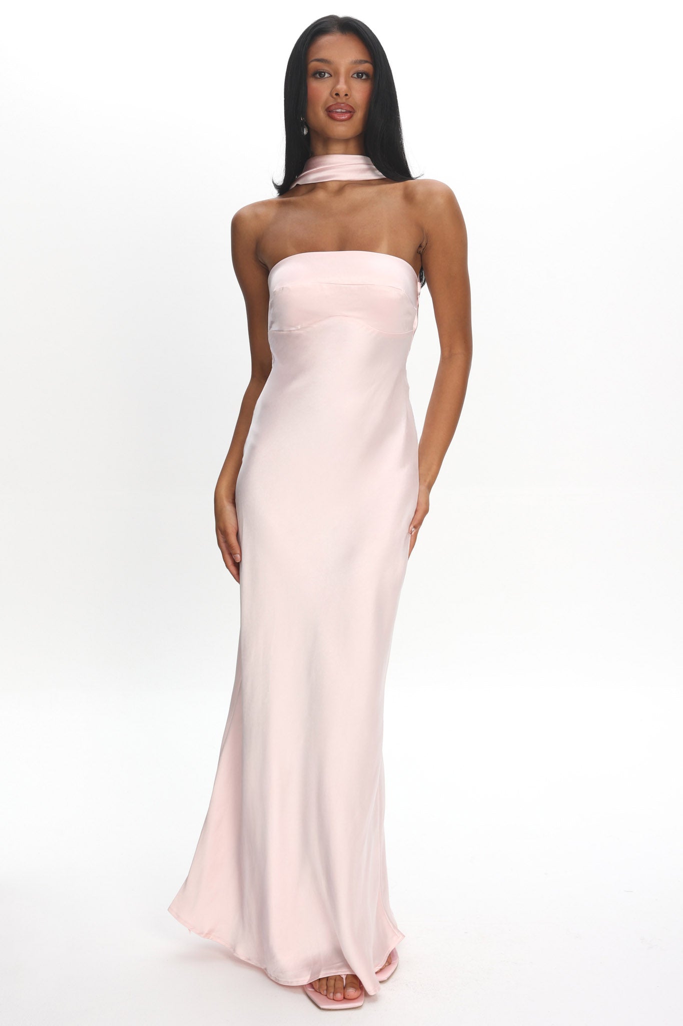 Damsel Reverse Halter Maxi Dress Blush-Maymioy