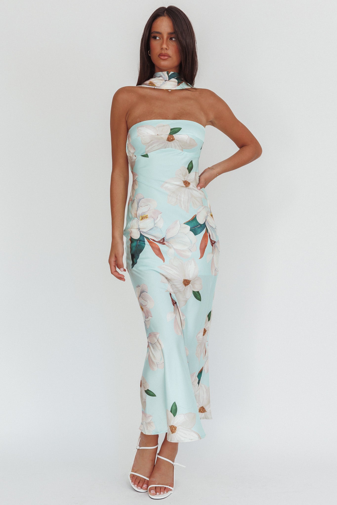 Damsel Reverse Halter Maxi Dress Magnolia Mint-Maymioy