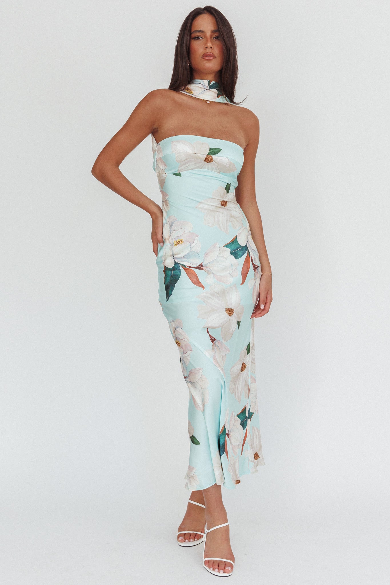Damsel Reverse Halter Maxi Dress Magnolia Mint-Maymioy