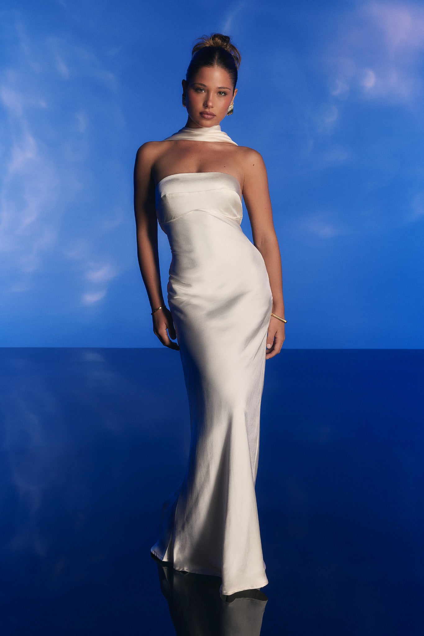 Damsel Reverse Halter Maxi Dress Oyster-Maymioy