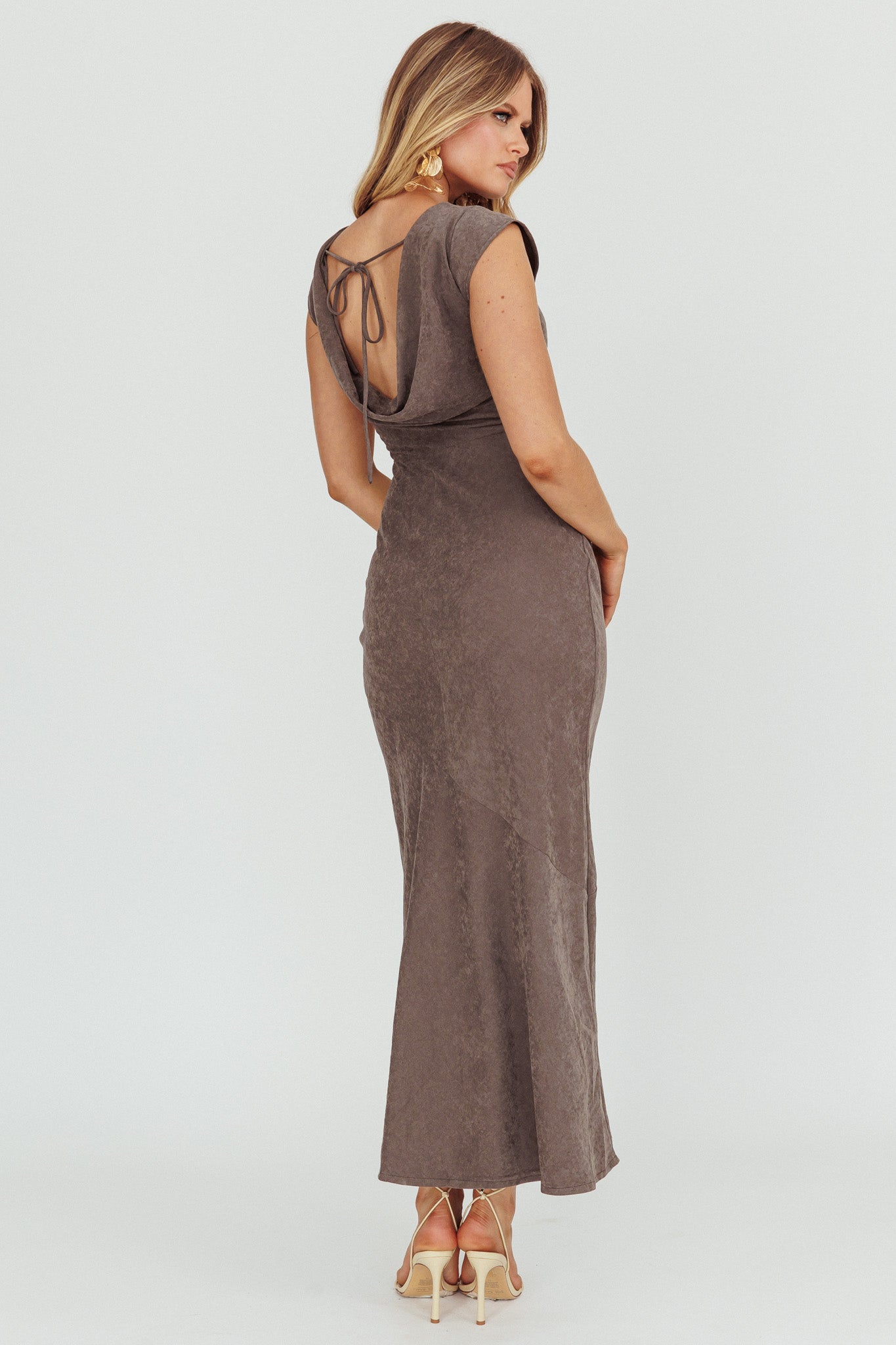 Maysa Cowl Back Maxi Dress Charcoal-Maymioy