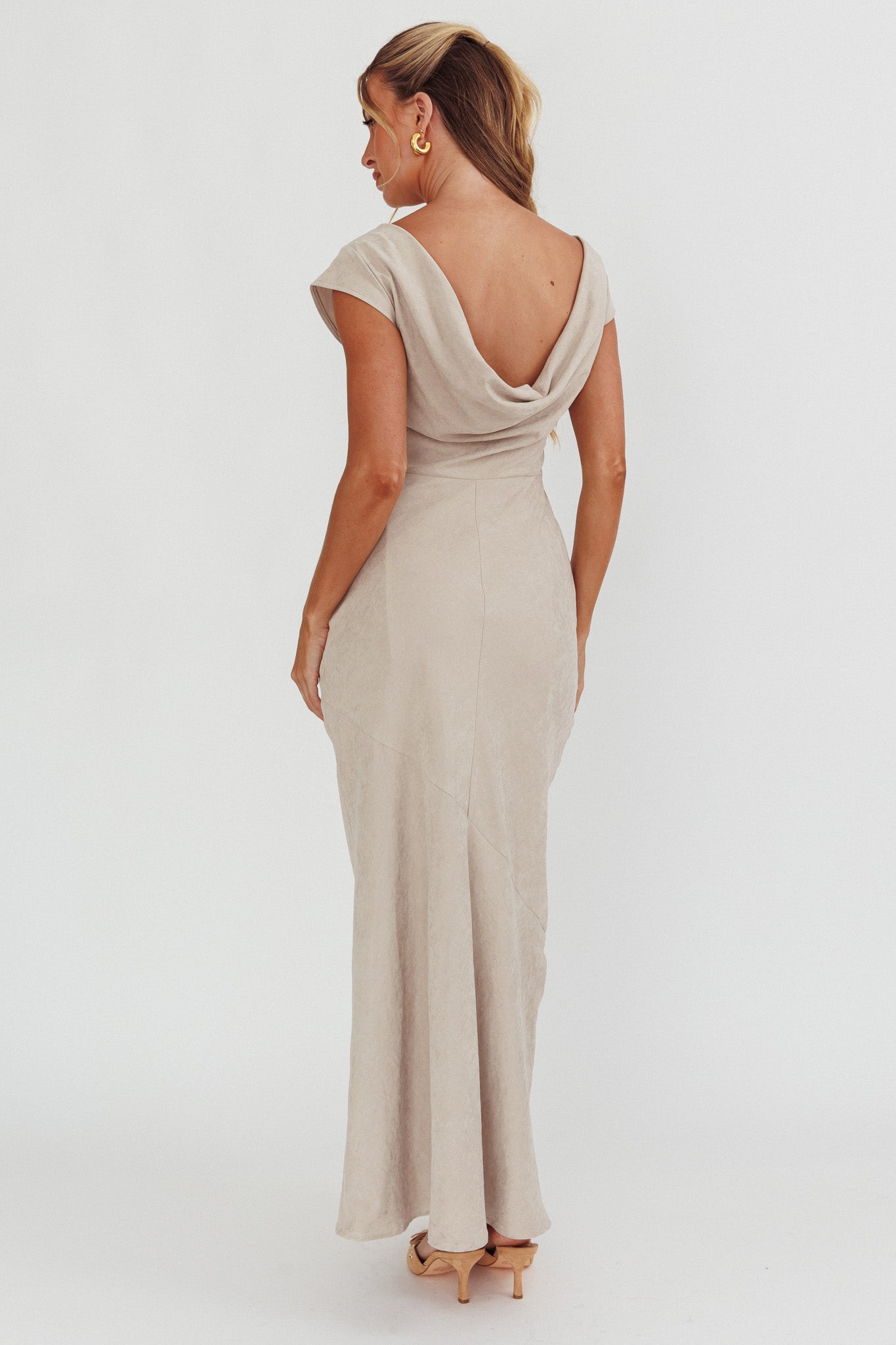 Maysa Cowl Back Maxi Dress Mushroom-Maymioy