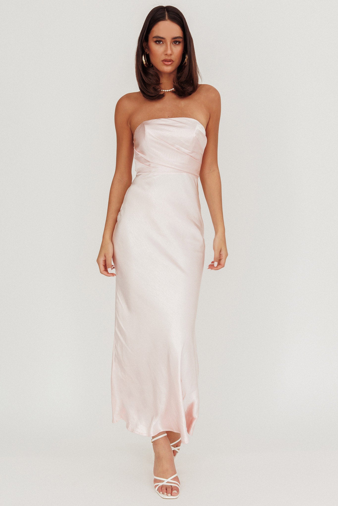 City Of Stars Strapless Maxi Dress Baby Pink-Maymioy