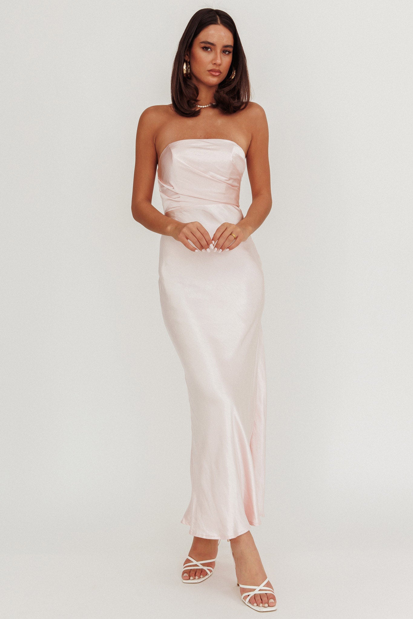 City Of Stars Strapless Maxi Dress Baby Pink-Maymioy