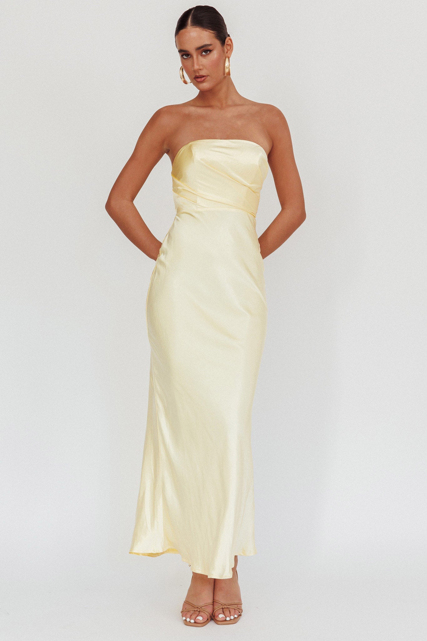 City Of Stars Strapless Maxi Dress Butter-Maymioy