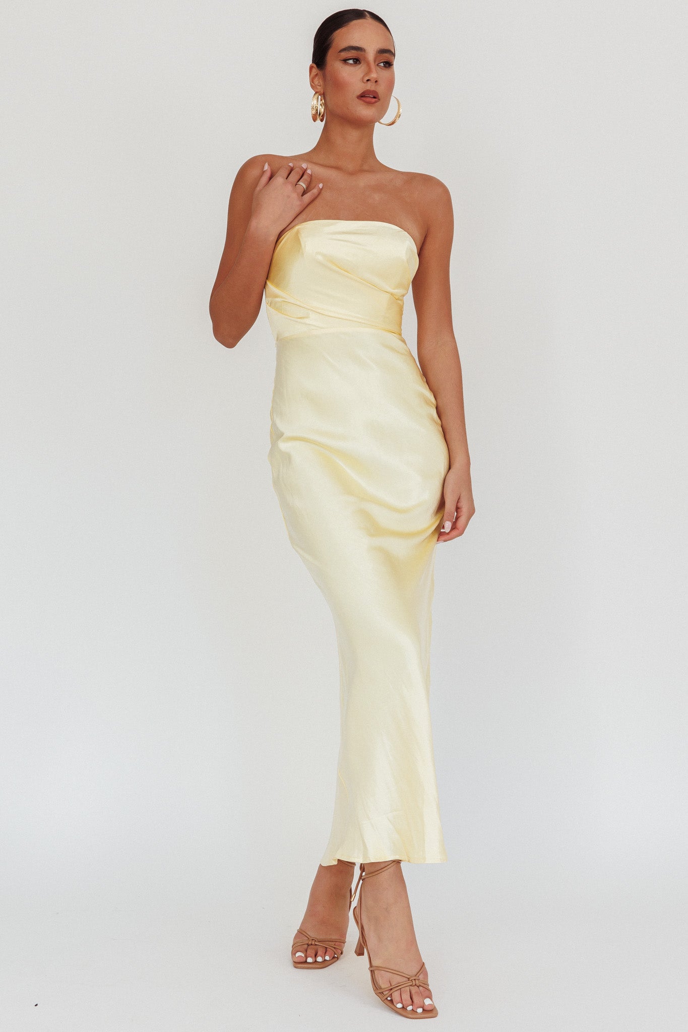 City Of Stars Strapless Maxi Dress Butter-Maymioy