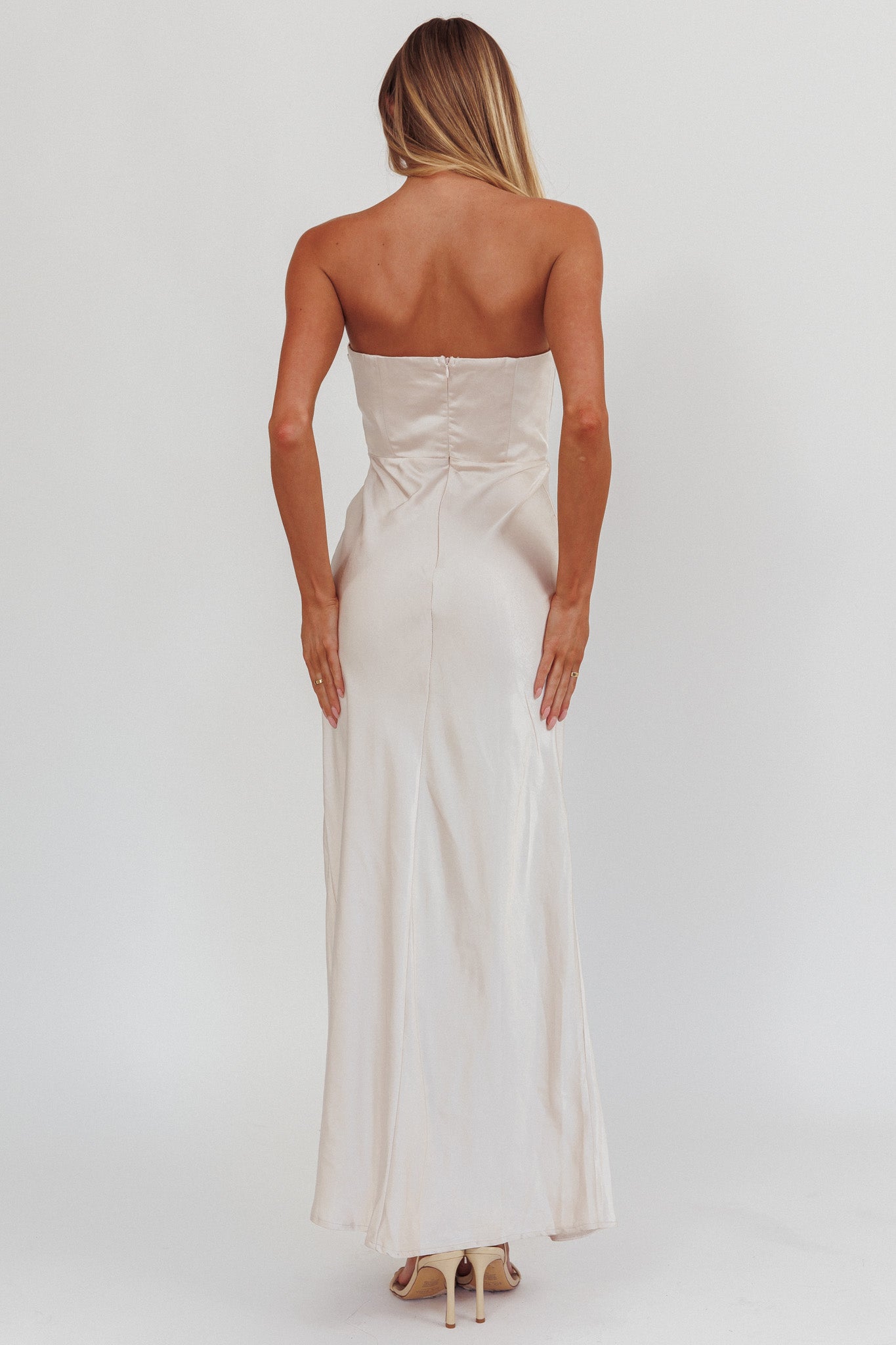 City Of Stars Strapless Maxi Dress Champagne-Maymioy