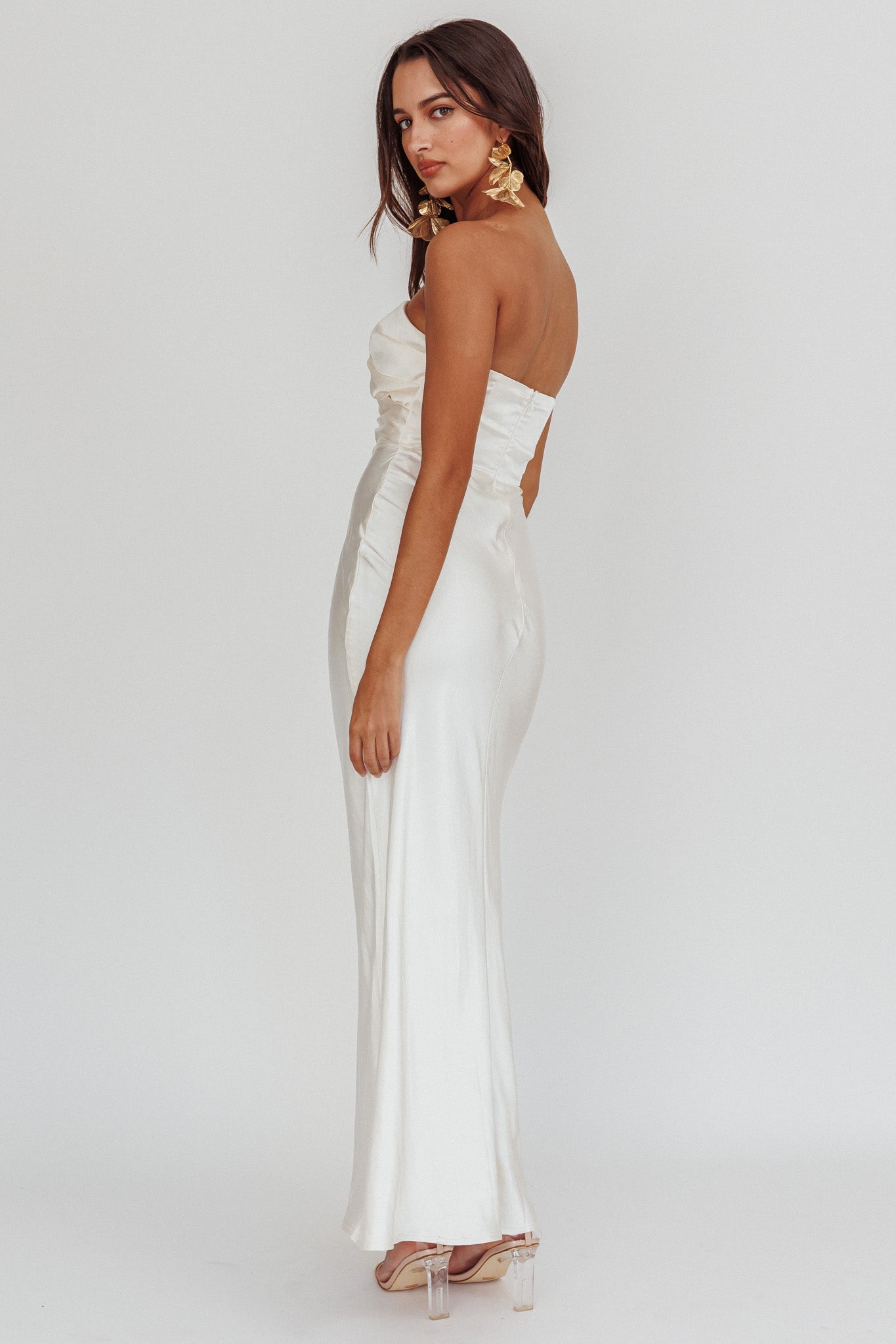 City Of Stars Strapless Maxi Dress Oyster-Maymioy
