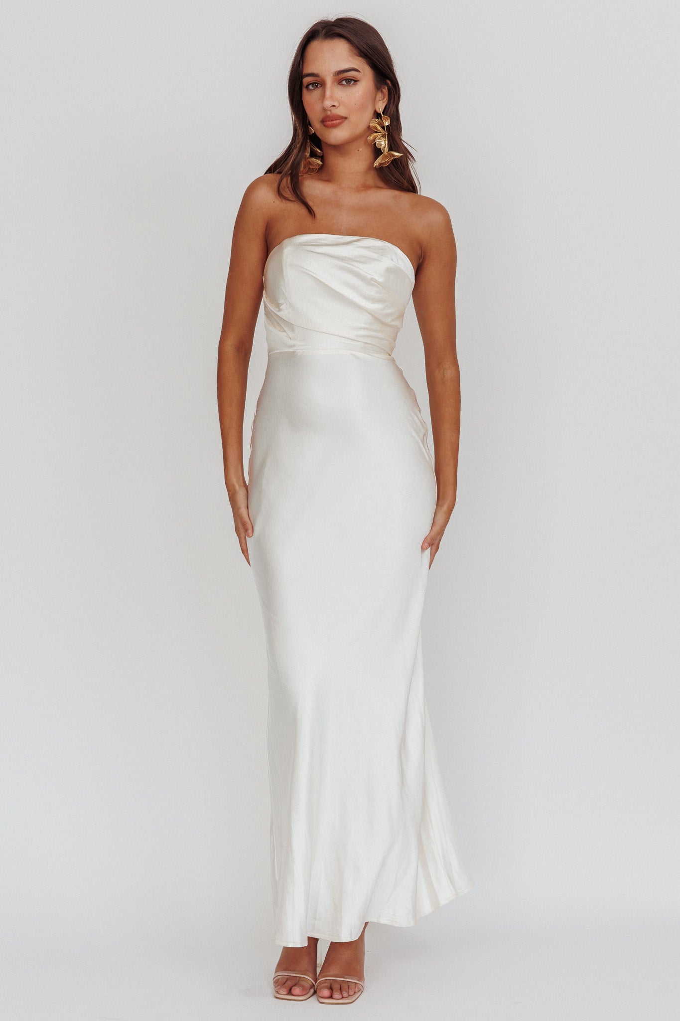City Of Stars Strapless Maxi Dress Oyster-Maymioy