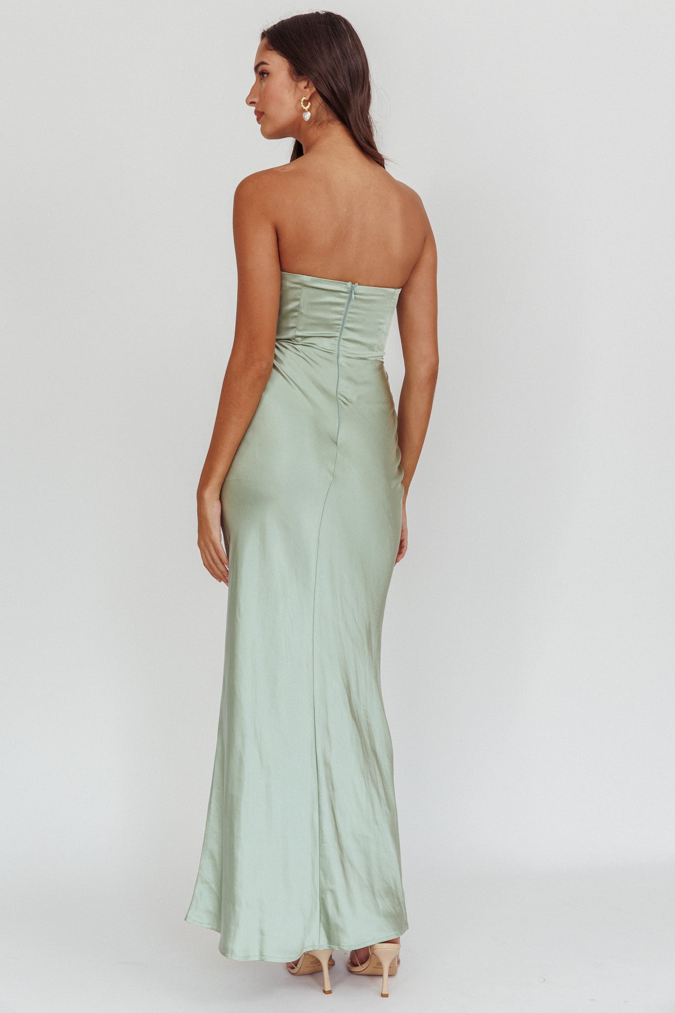 City Of Stars Strapless Maxi Dress Pistachio-Maymioy
