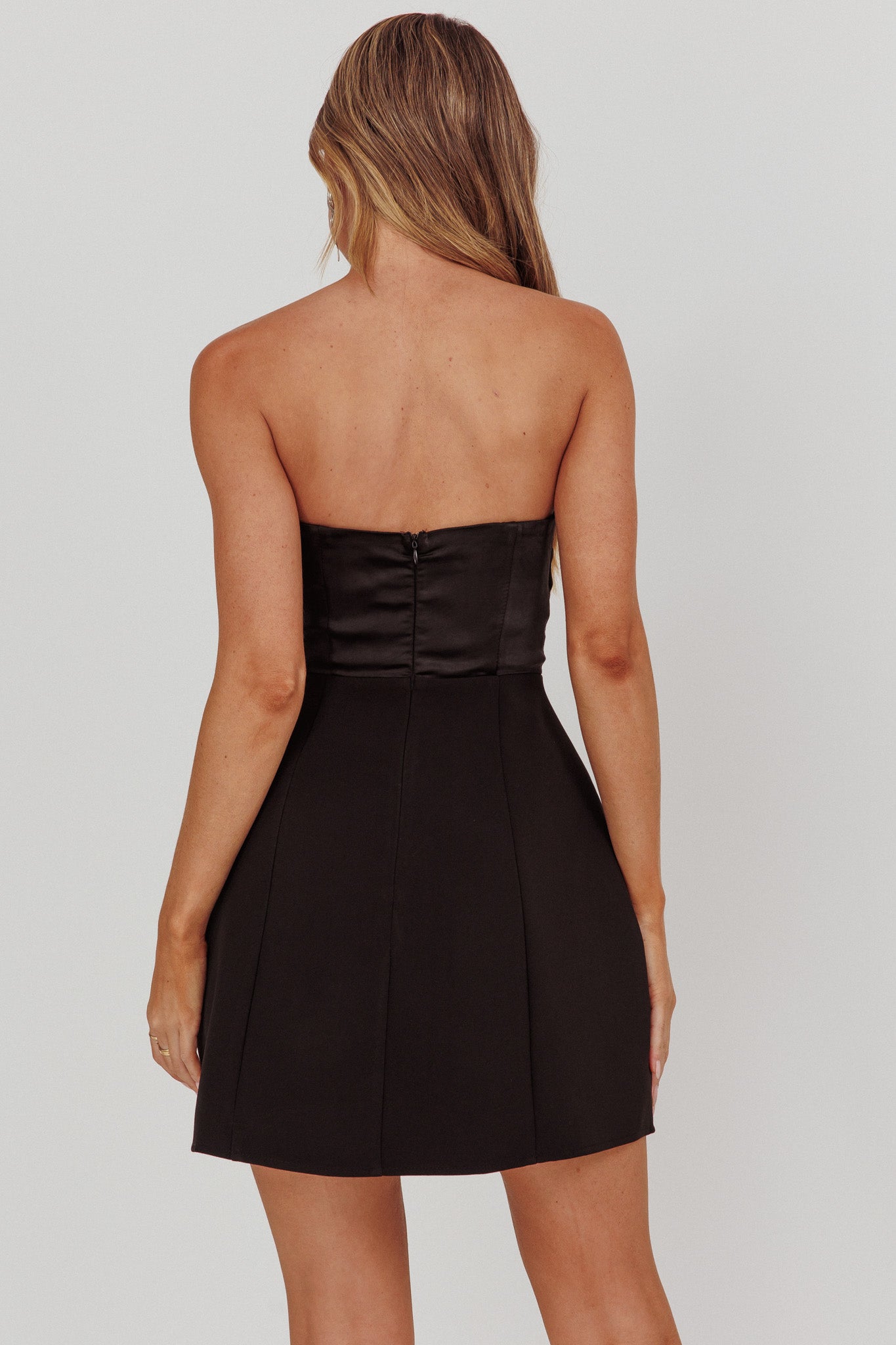 City Of Stars Strapless Mini Dress Black-Maymioy