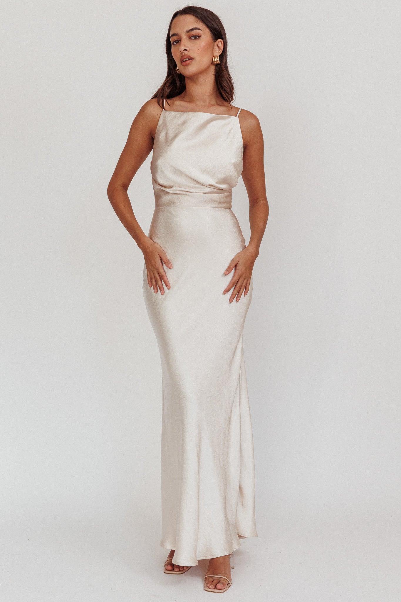Laila Boat Neck Maxi Dress Stone Champagne-Maymioy