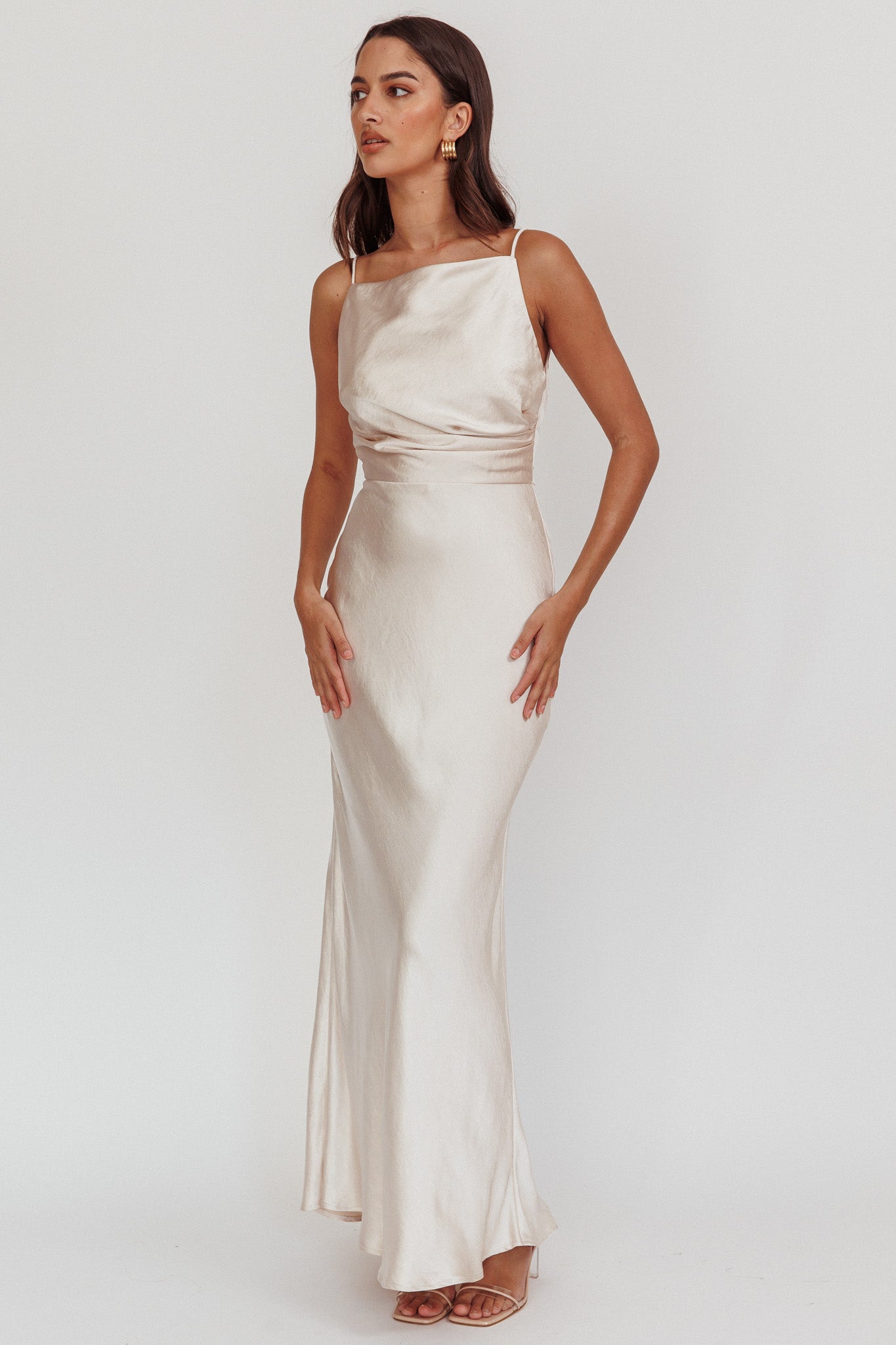 Laila Boat Neck Maxi Dress Stone Champagne-Maymioy