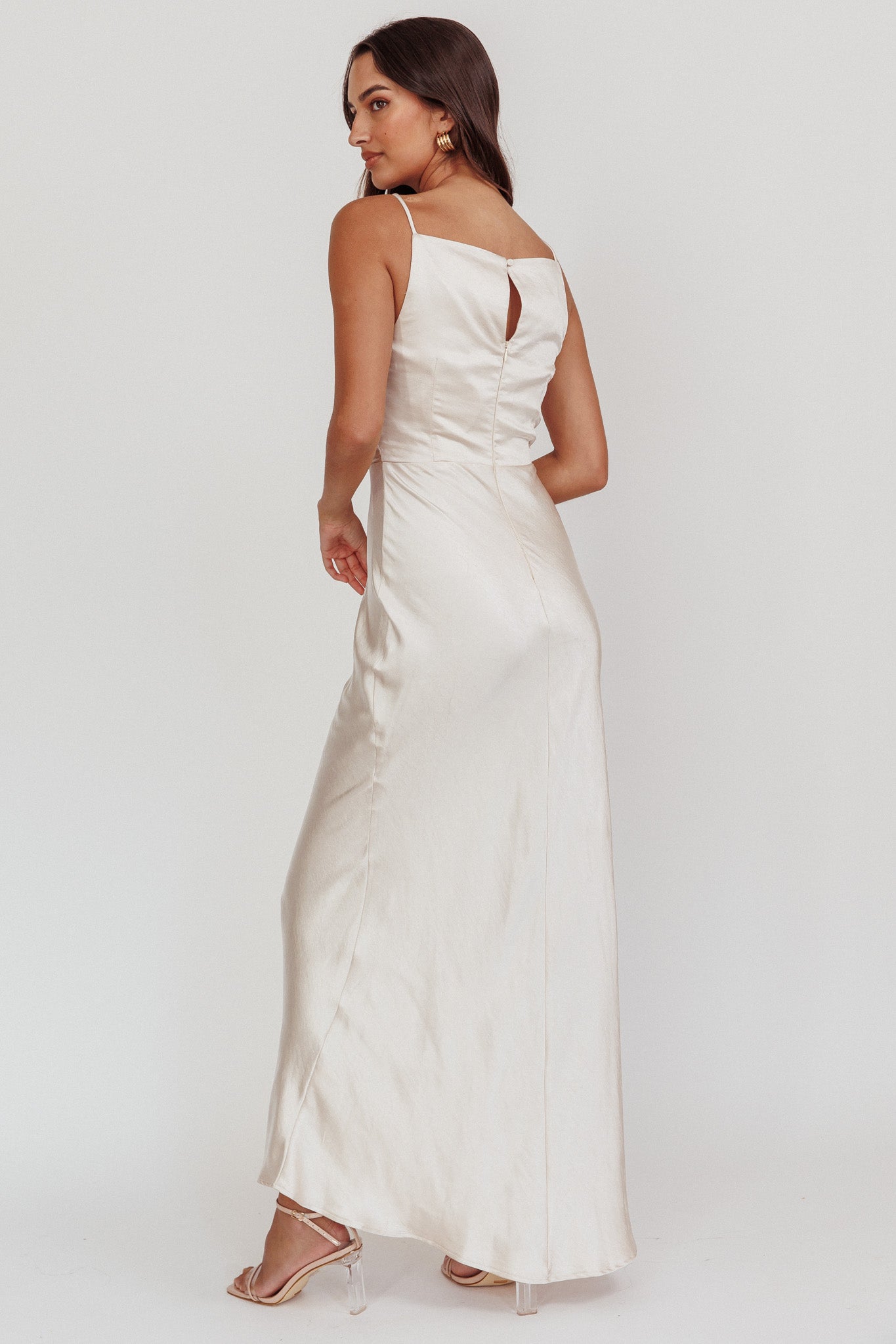 Laila Boat Neck Maxi Dress Stone Champagne-Maymioy
