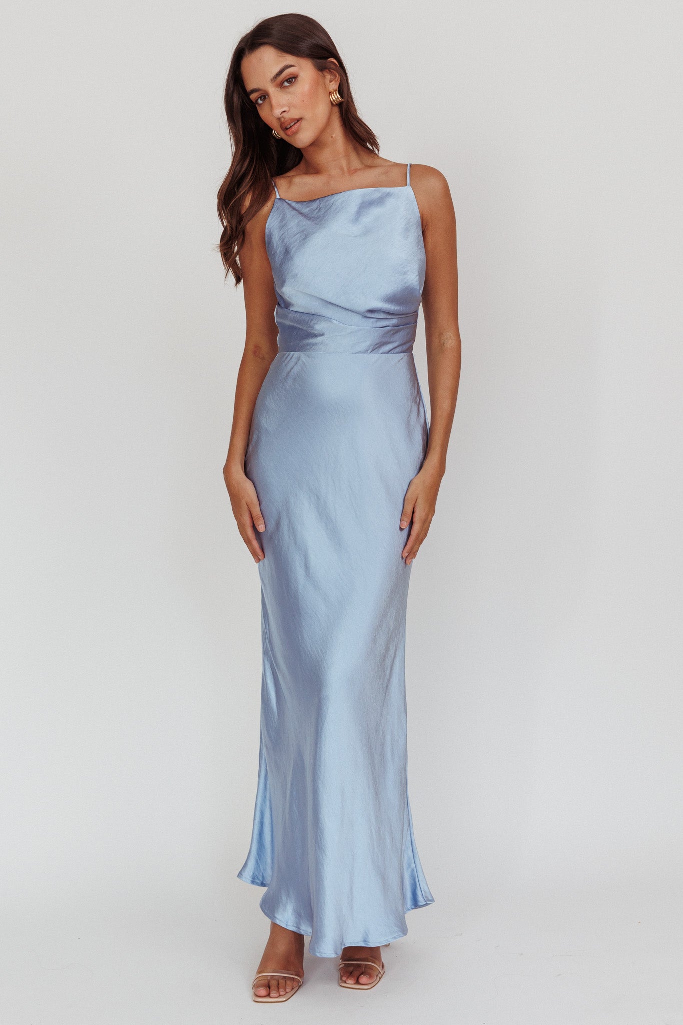 Laila Boat Neck Maxi Dress Stone Blue-Maymioy