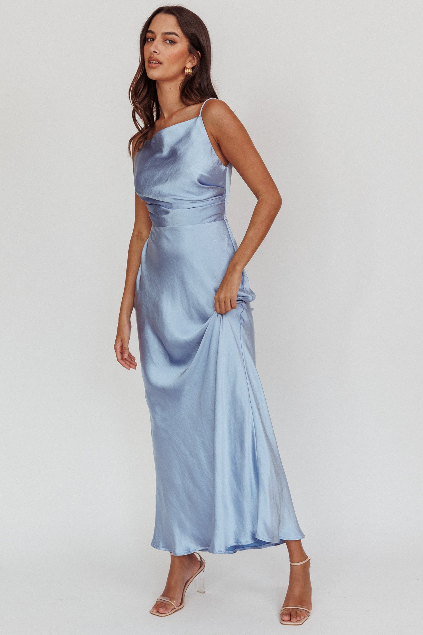 Laila Boat Neck Maxi Dress Stone Blue-Maymioy