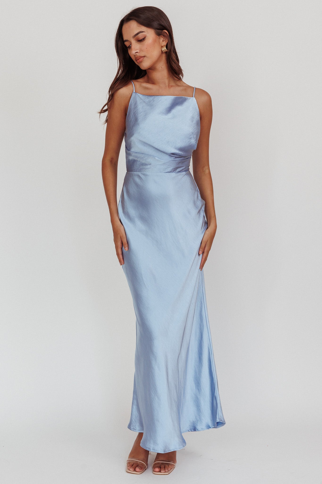 Laila Boat Neck Maxi Dress Stone Blue-Maymioy
