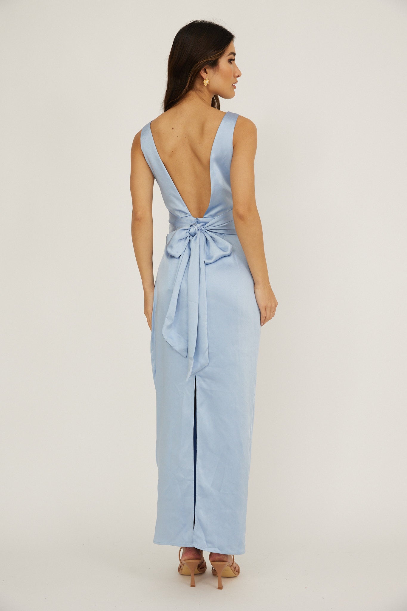 Leila Boat Neck Midi Dress Blue-Maymioy