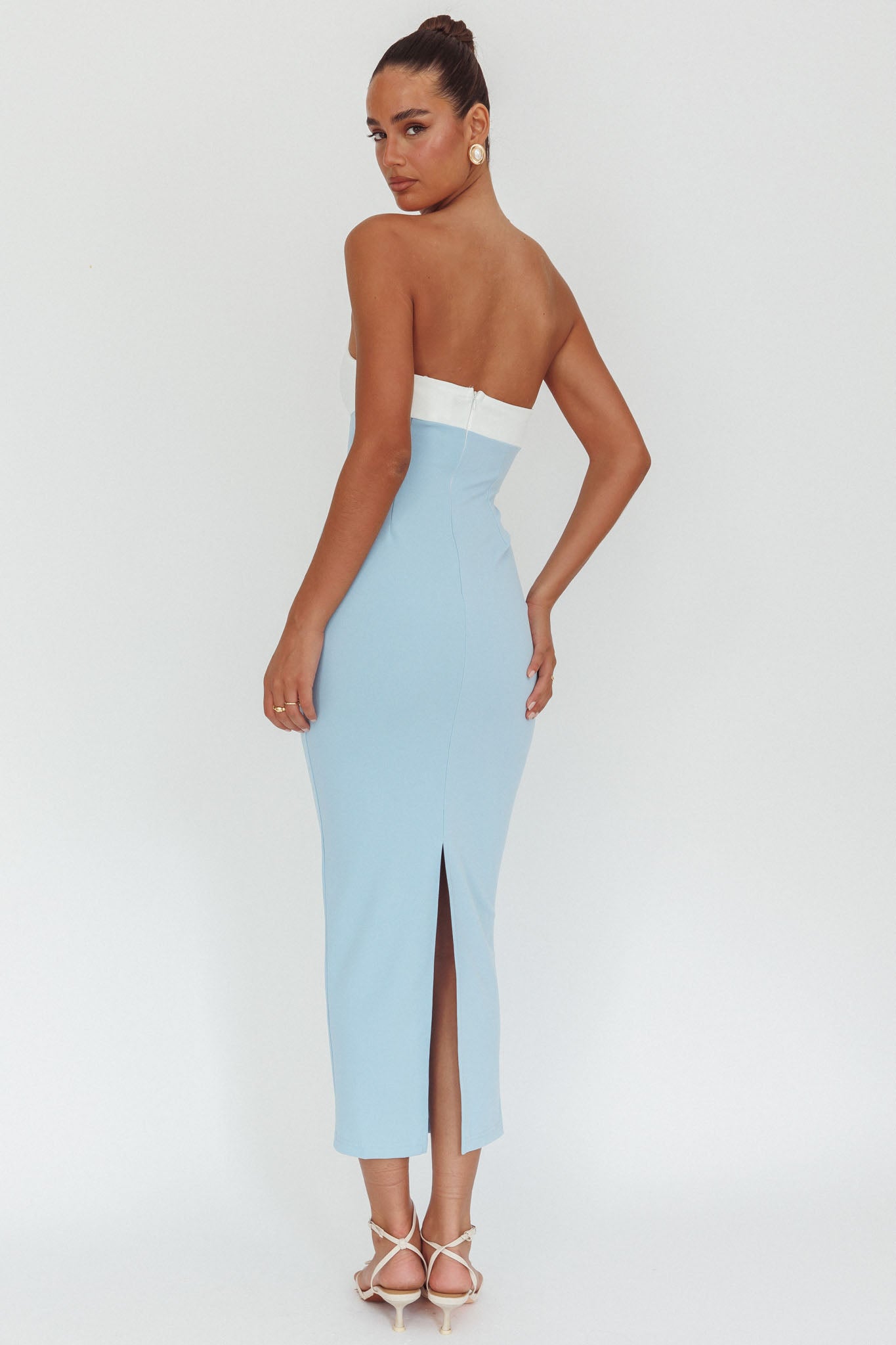 Regent Strapless Maxi Dress Contrast Blue-Maymioy