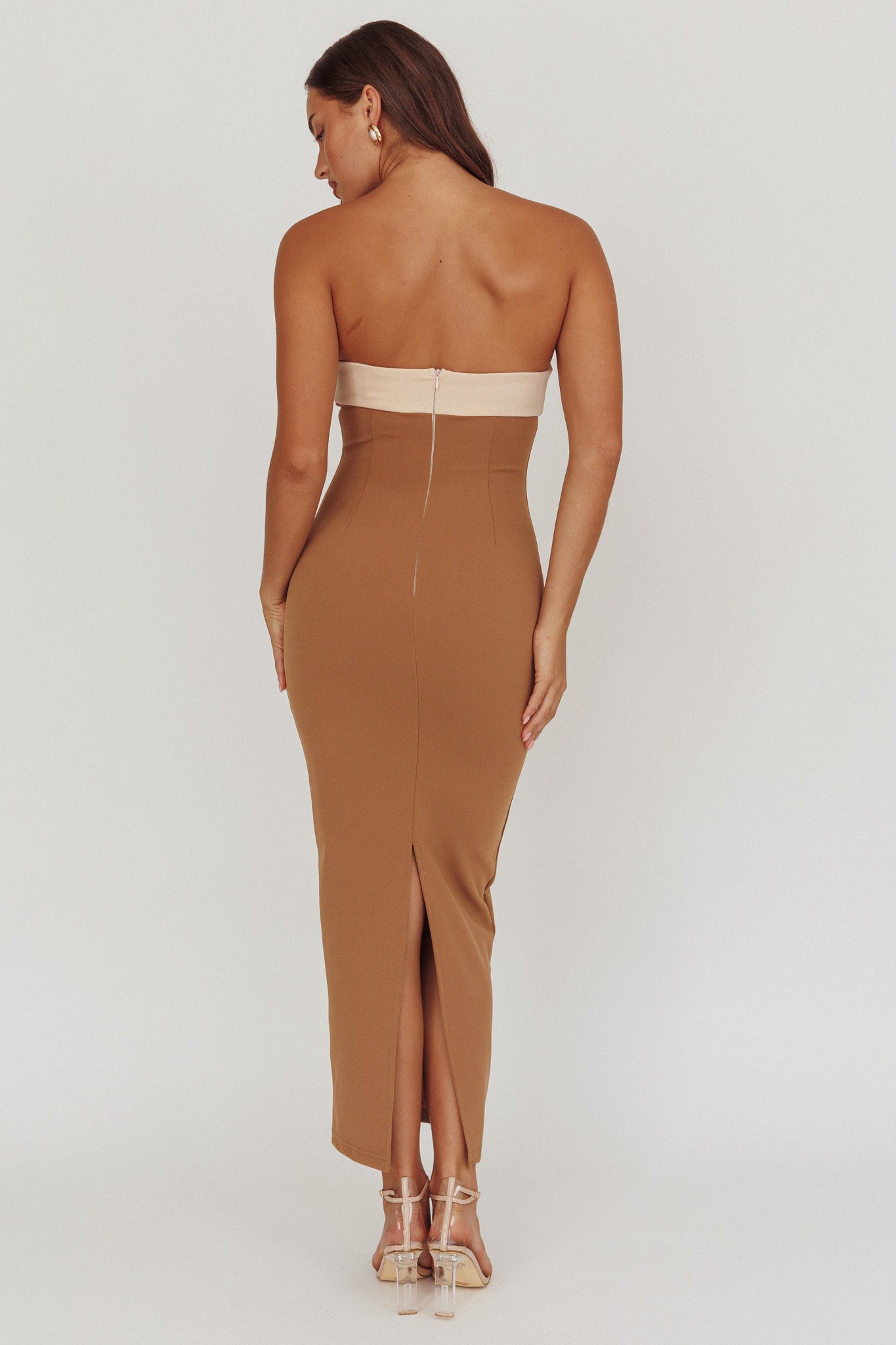 Regent Strapless Maxi Dress Contrast Camel-Maymioy