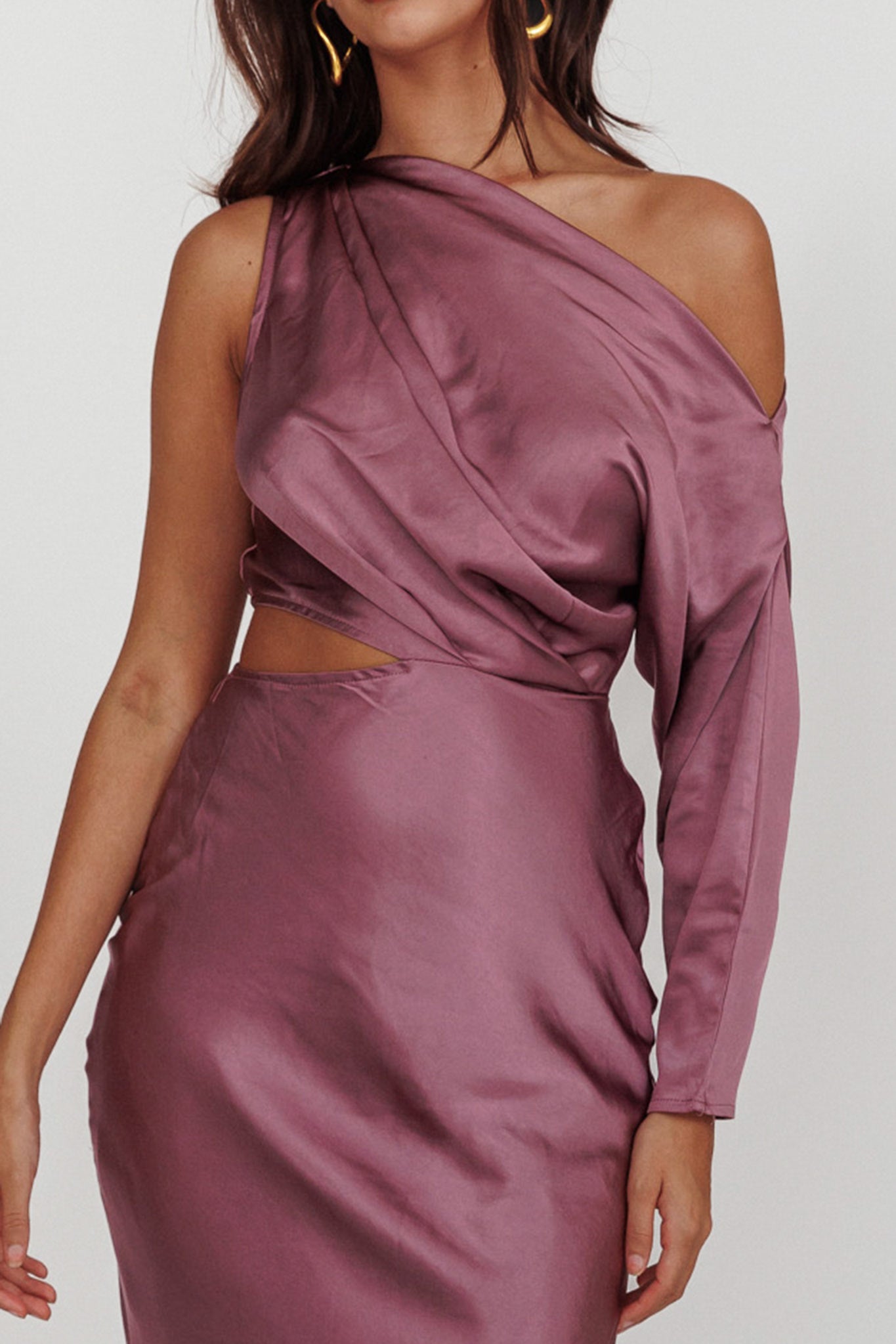 See You Again One Sleeve Maxi Dress Grape-Maymioy