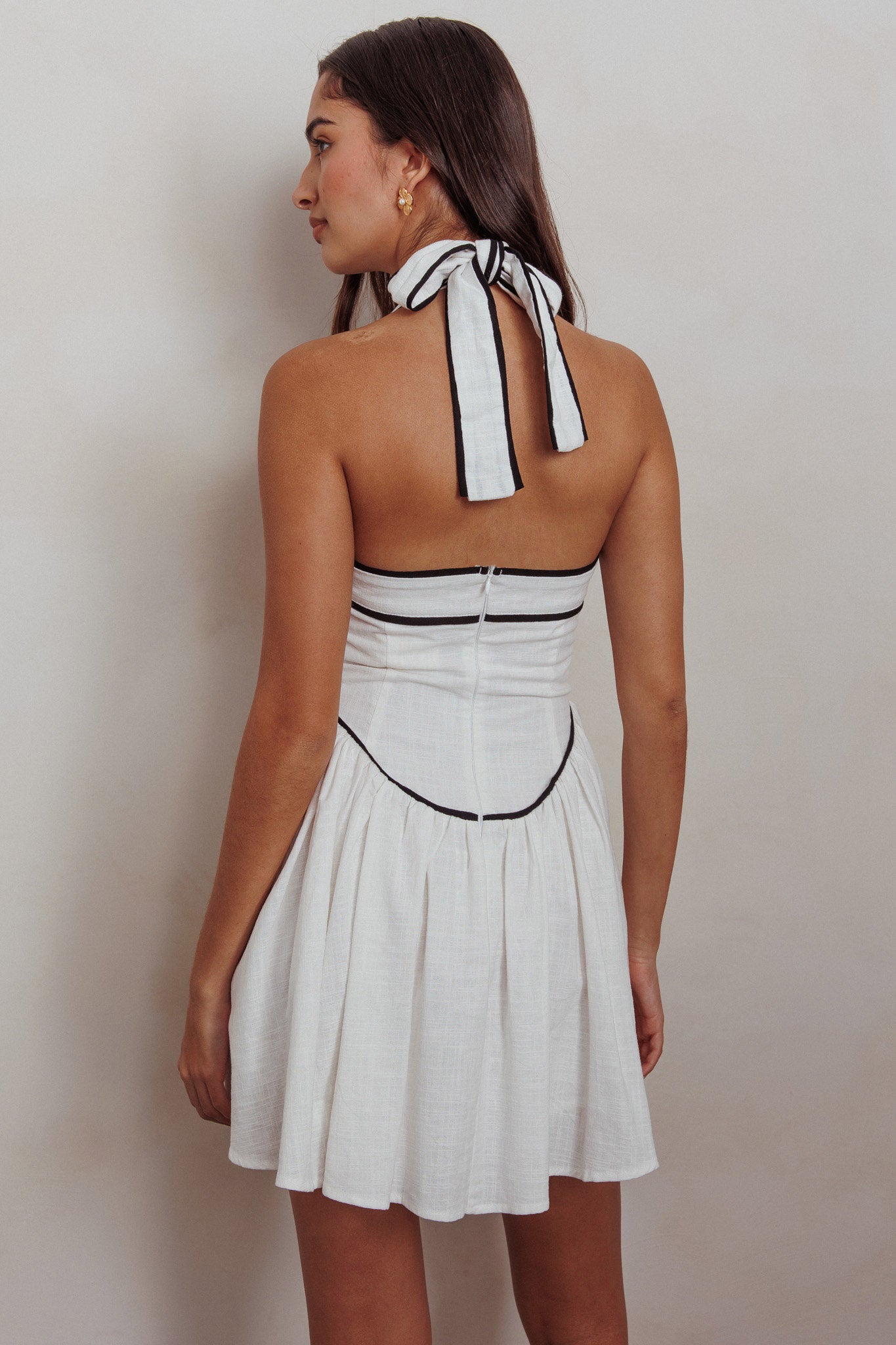 Rune Halterneck Mini Dress White-Maymioy