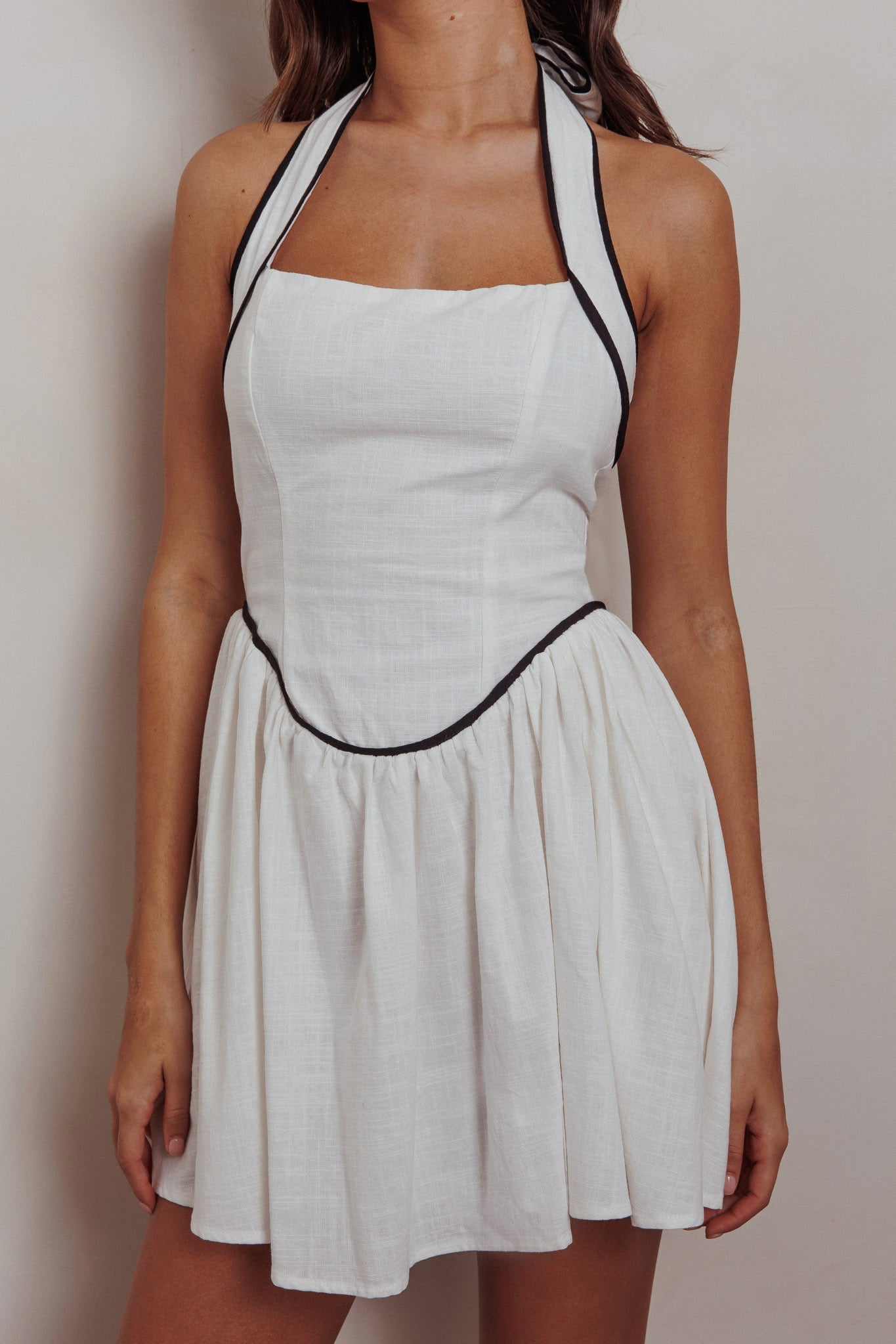 Rune Halterneck Mini Dress White-Maymioy