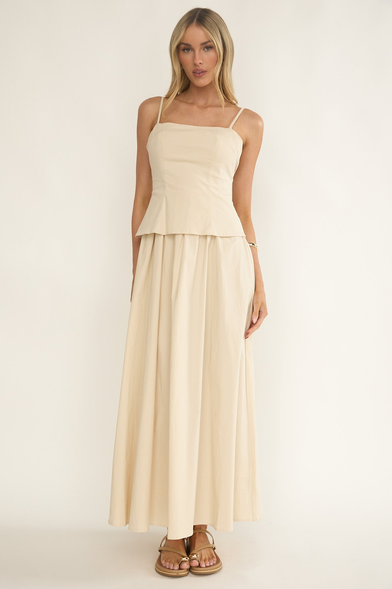 Antonita Cami Strap Maxi Dress Stone-Maymioy
