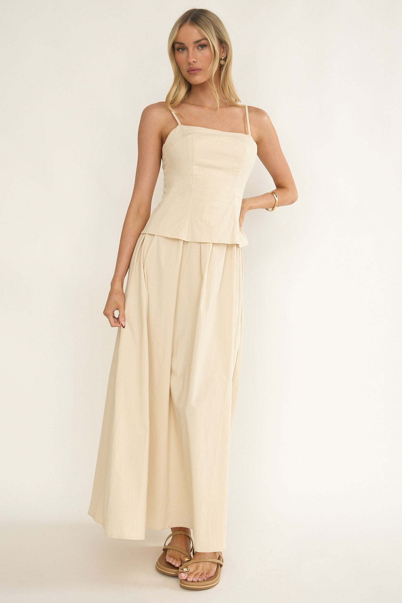 Antonita Cami Strap Maxi Dress Stone-Maymioy