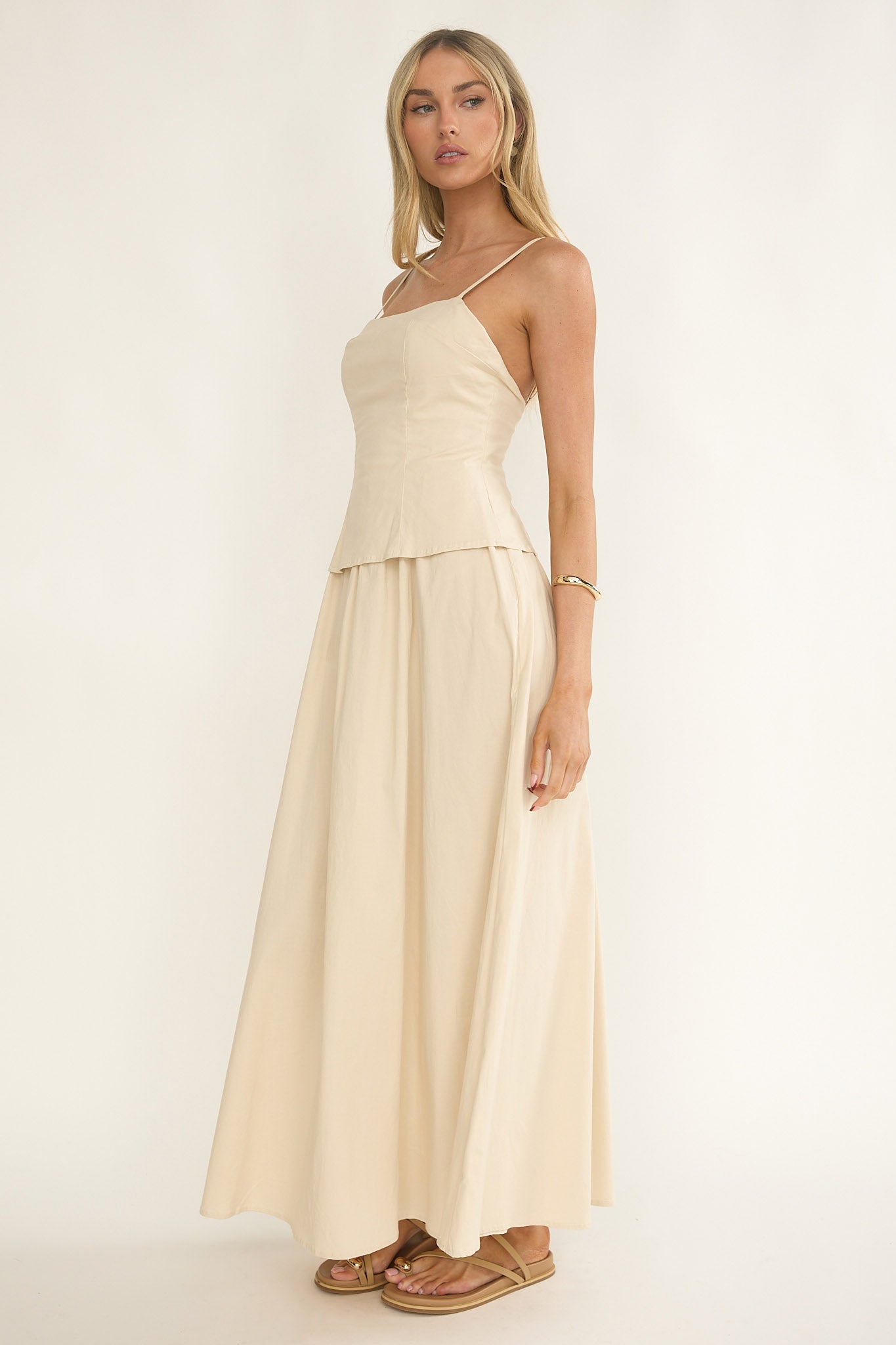 Antonita Cami Strap Maxi Dress Stone-Maymioy
