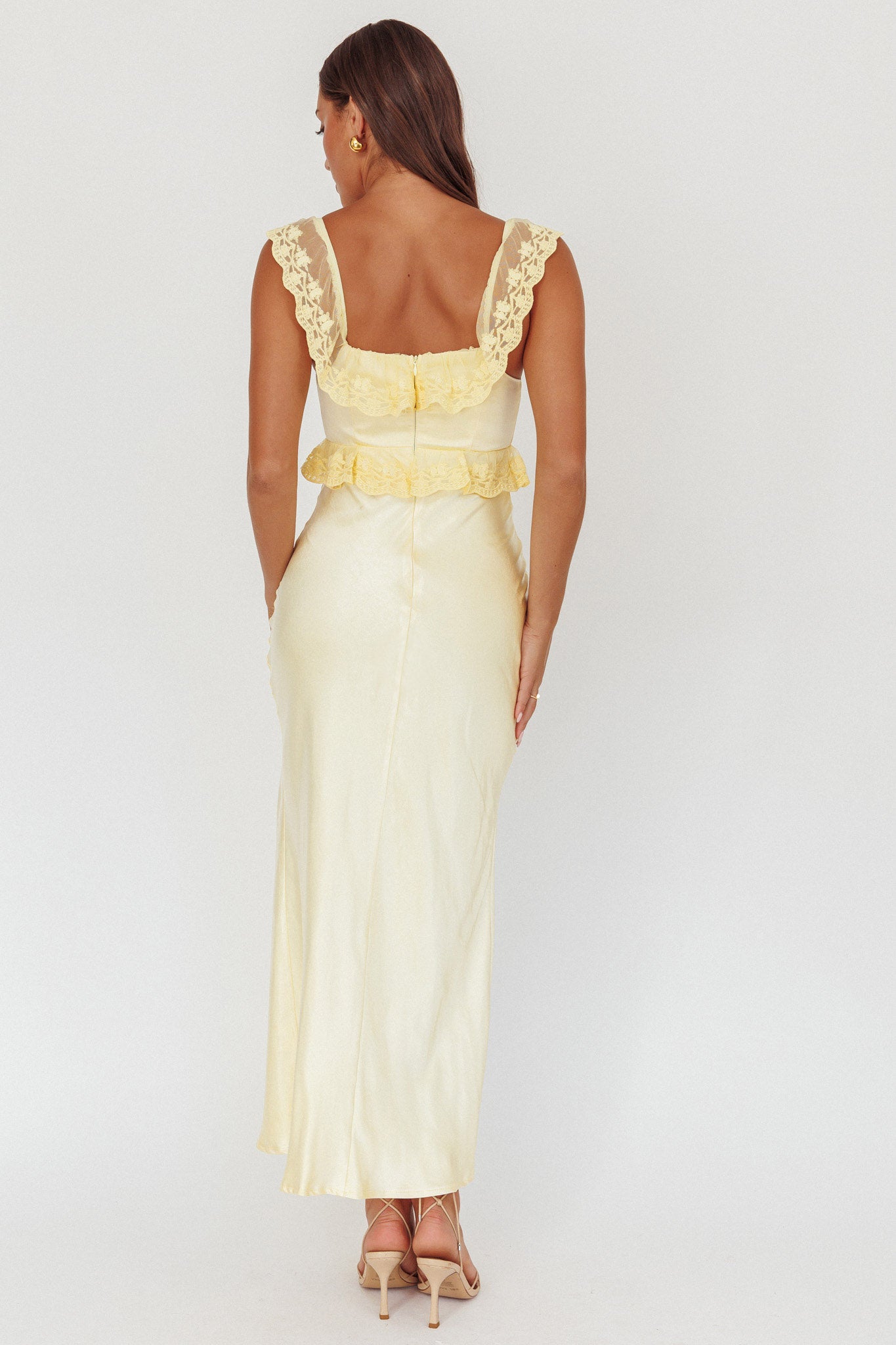 Escapade Lace Trim Maxi Dress Banana-Maymioy