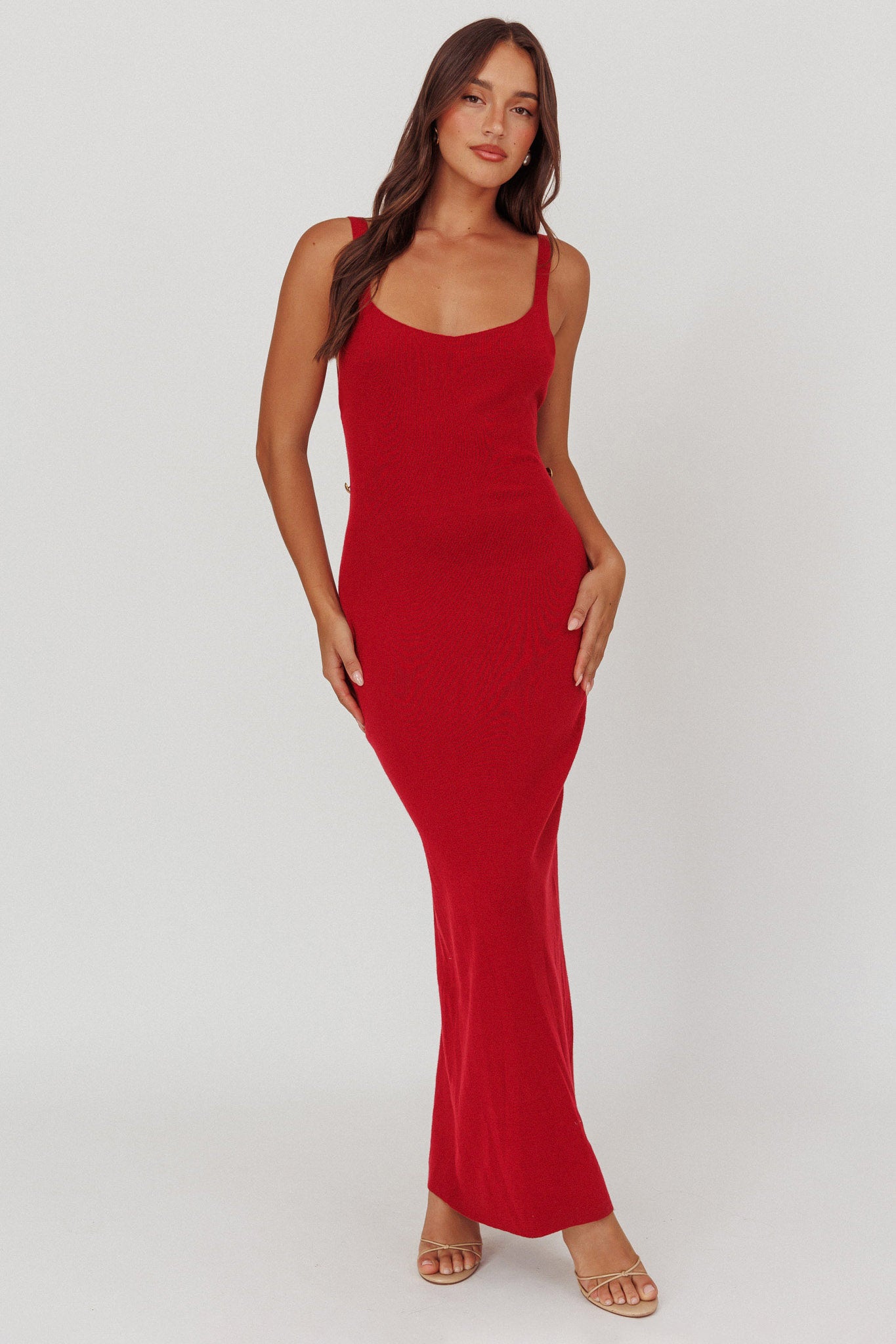 Fall Moon Cut-Out Back Maxi Dress Cherry-Maymioy